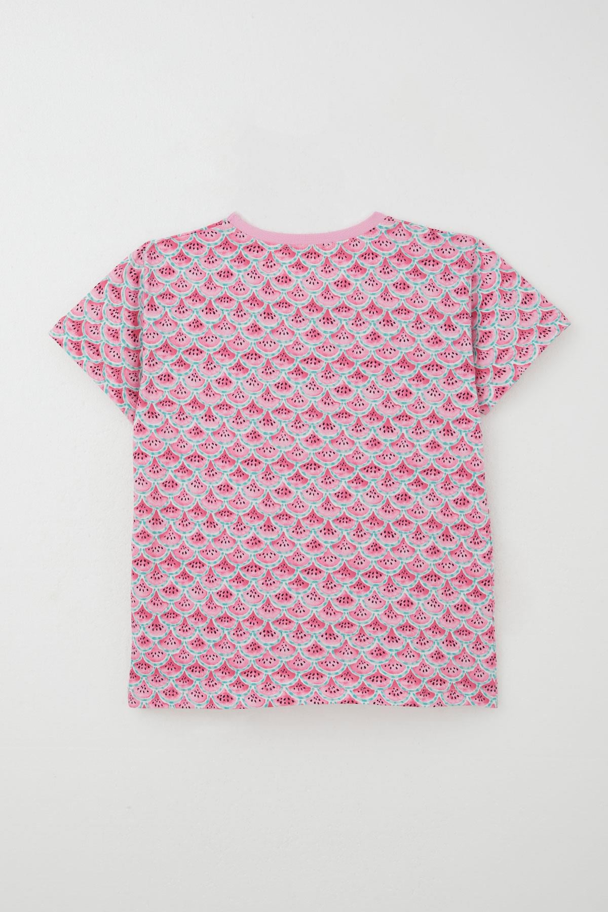Breeze Kız Çocuk Şortlu Pijama Takım Karpuz Dilim Desenli Pembe (9-14 Yaş)
