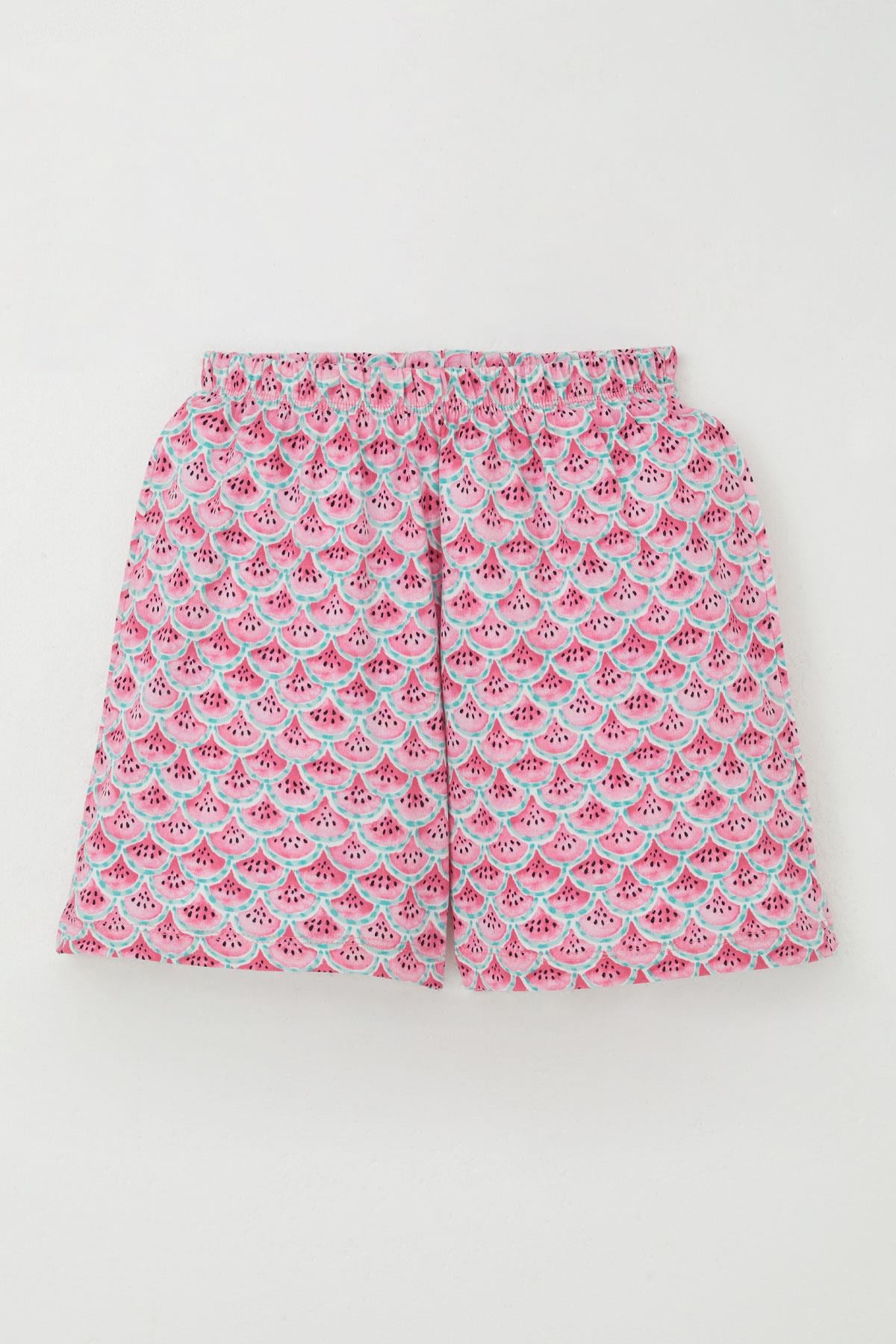 Breeze Kız Çocuk Şortlu Pijama Takım Karpuz Dilim Desenli Pembe (9-14 Yaş)