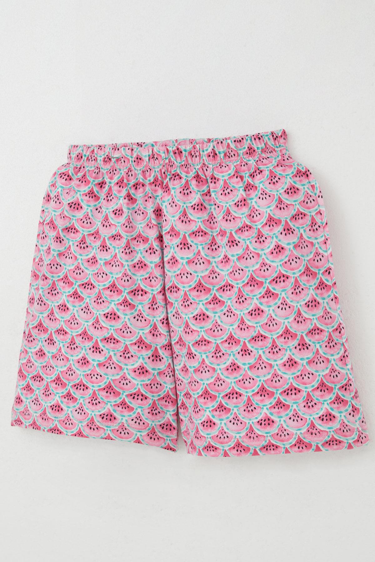 Breeze Kız Çocuk Şortlu Pijama Takım Karpuz Dilim Desenli Pembe (9-14 Yaş)
