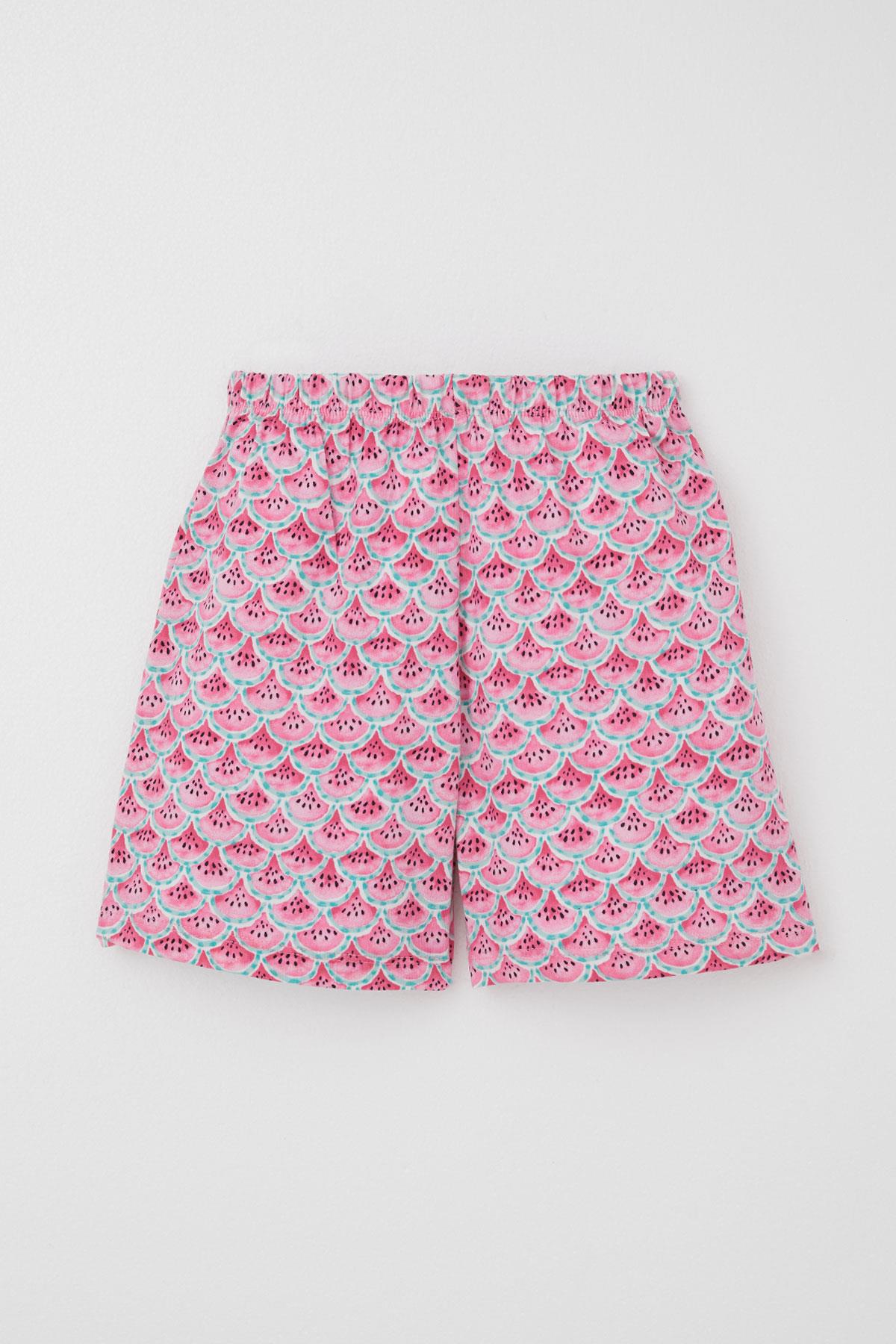 Breeze Kız Çocuk Şortlu Pijama Takım Karpuz Dilim Desenli Pembe (4-8 Yaş)