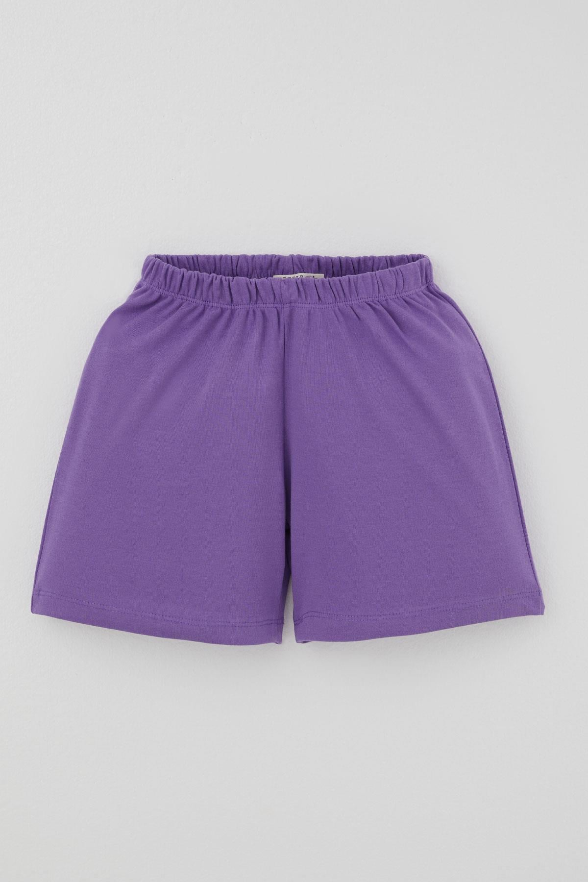 Breeze Kız Çocuk Şortlu Pijama Takımı Renkli Çiçek Desenli Beyaz (4-8 Yaş)