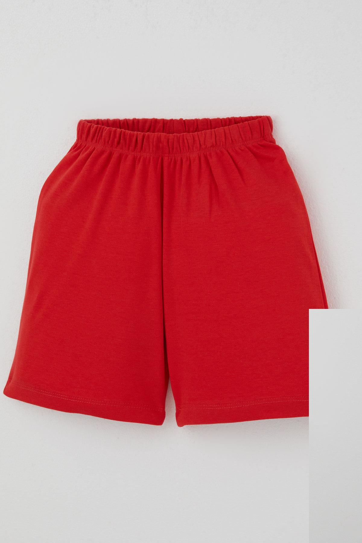 Breeze Kız Çocuk Şortlu Pijama Takımı Çilek Desenli Krem (4-8 Yaş)