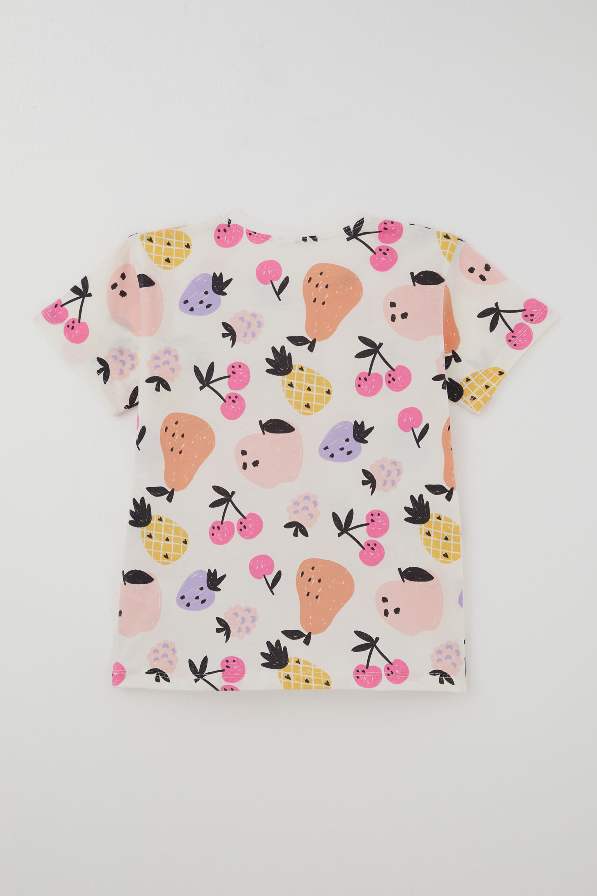 Breeze Kız Çocuk Şortlu Pijama Takımı Neşeli Meyveler Ekru (4-8 Yaş)
