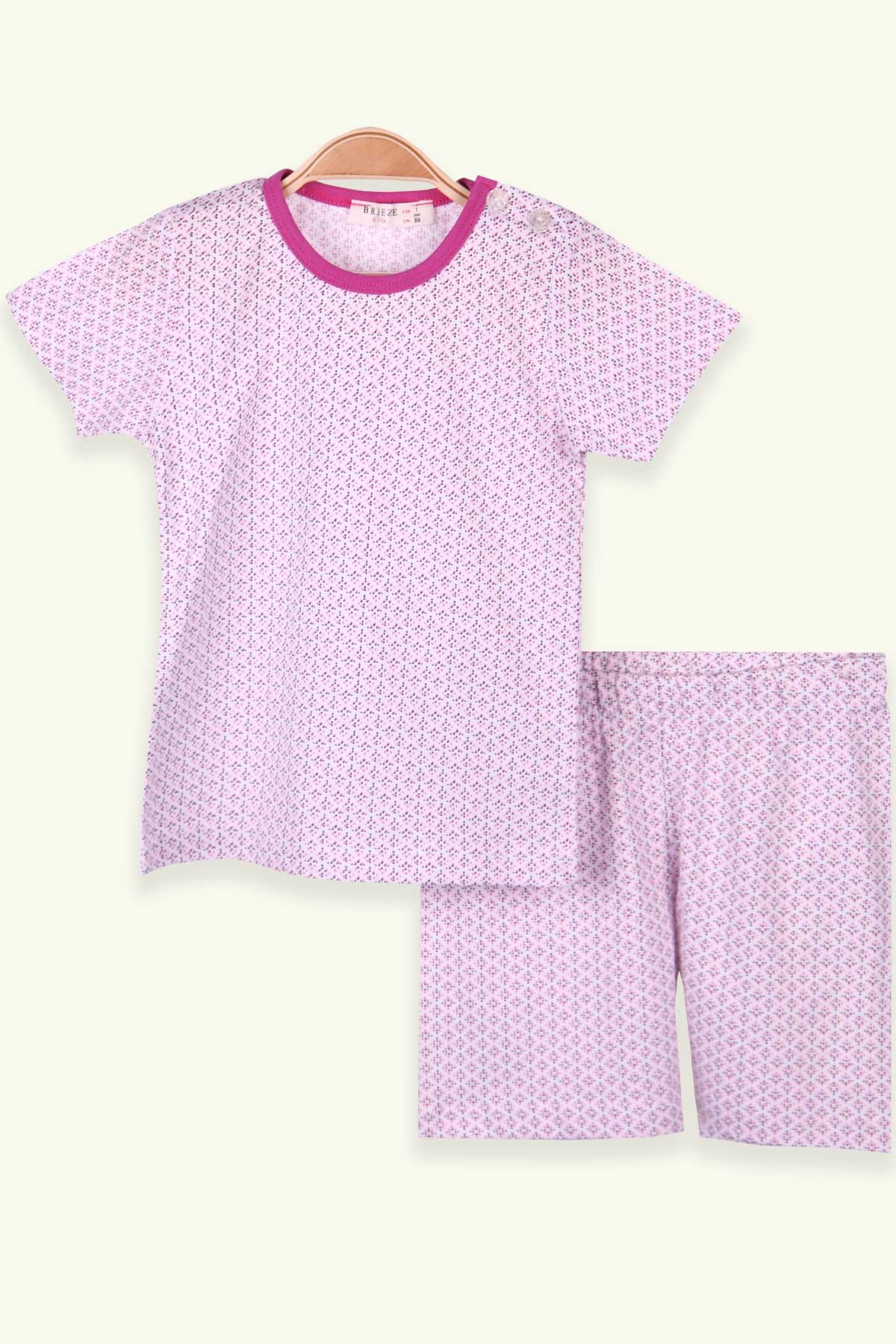 Breeze Kız Çocuk Şortlu Pijama Takımı Desenli Lila (9 Ay-8 Yaş)