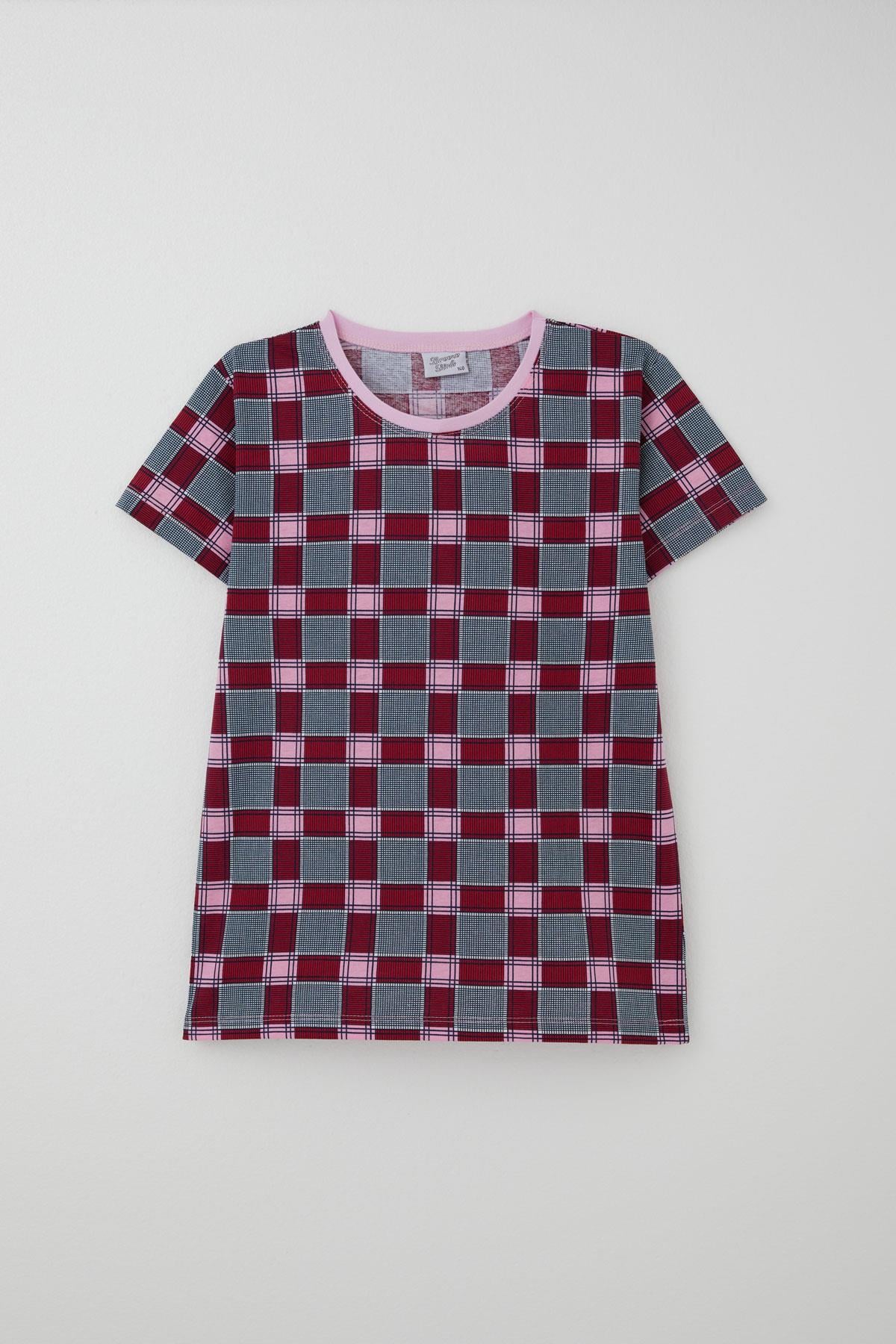 Breeze Kız Çocuk Şortlu Pijama Takımı Ekose Desenli Karışık Renk (10-14 Yaş)