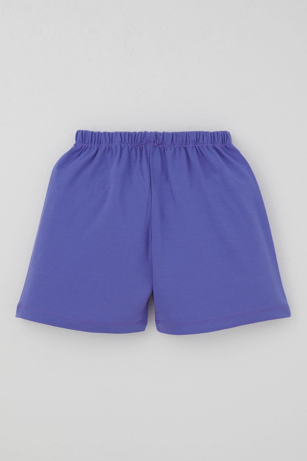Breeze Kız Çocuk Şortlu Pijama Takımı Çiçek Desenli Pudra (4-8 Yaş)