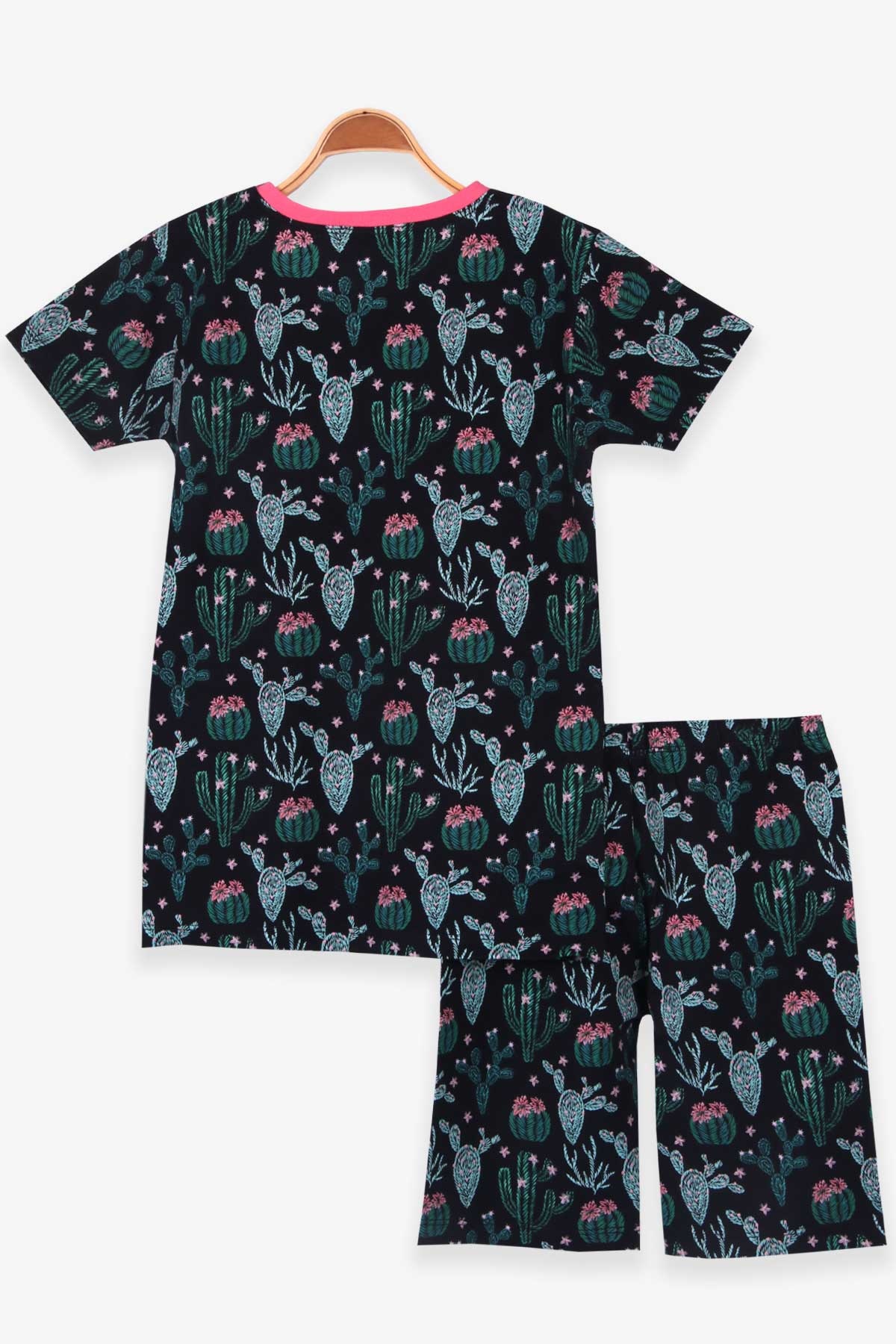 Breeze Kız Çocuk Şortlu Pijama Takımı Kaktüslü Siyah (9-12 Yaş)