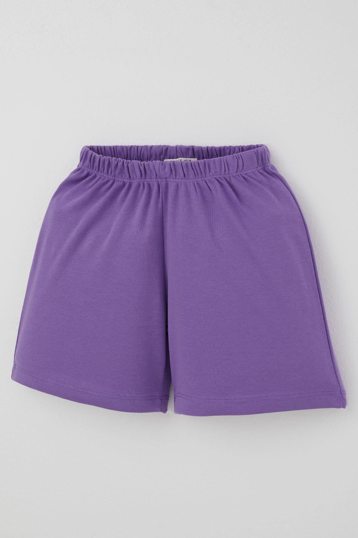 Breeze Kız Çocuk Şortlu Pijama Takımı Renkli Çiçek Desenli Beyaz (4-8 Yaş)