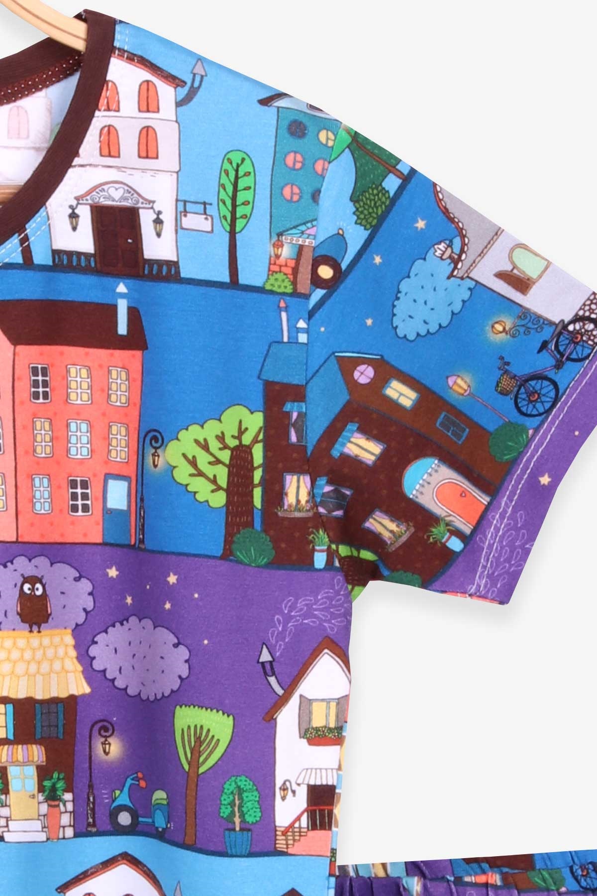 Breeze Kız Çocuk Şortlu Pijama Takımı Sokak Temalı Karışık Renk (9-12 Yaş)