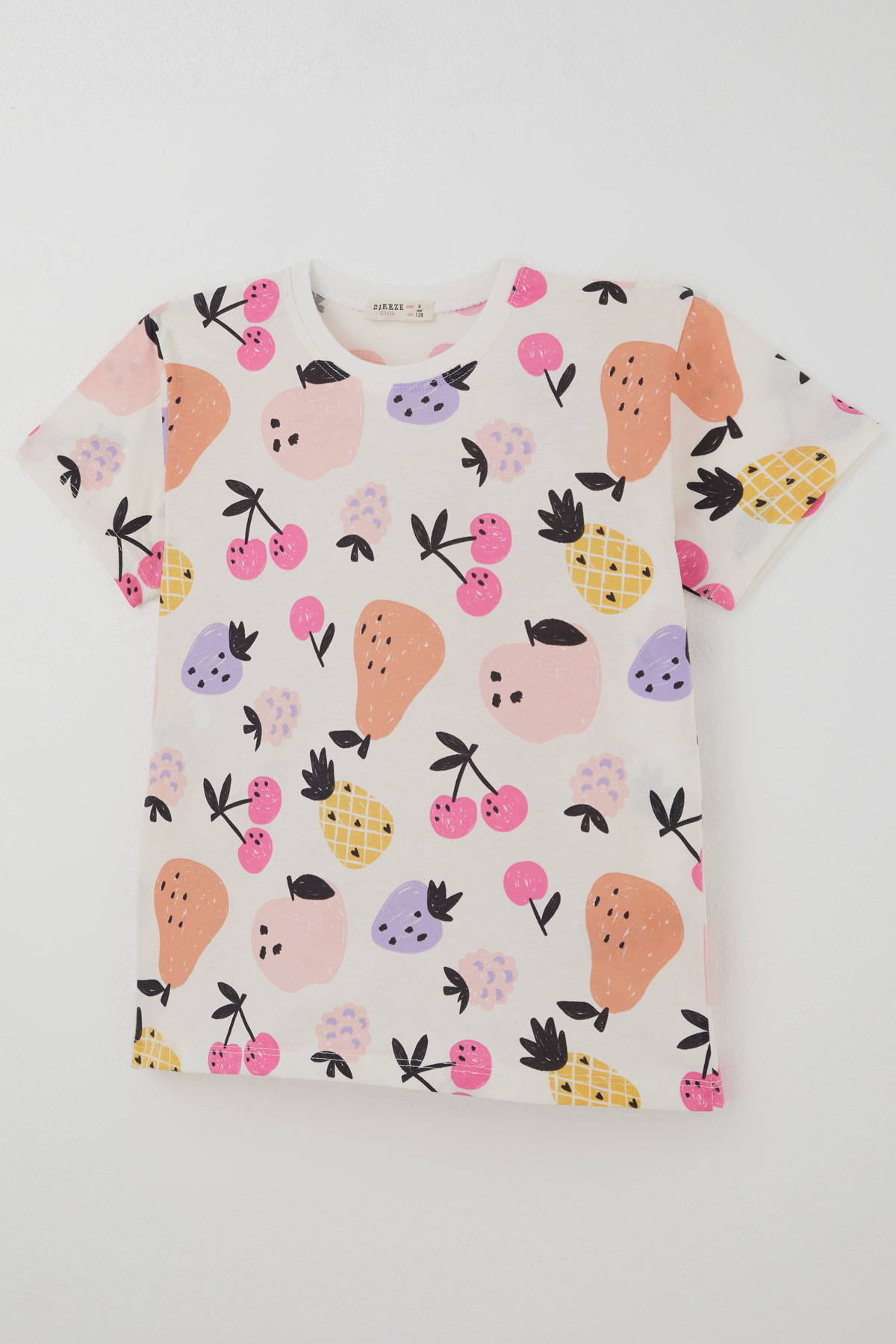 Breeze Kız Çocuk Şortlu Pijama Takımı Neşeli Meyveler Ekru (4-8 Yaş)