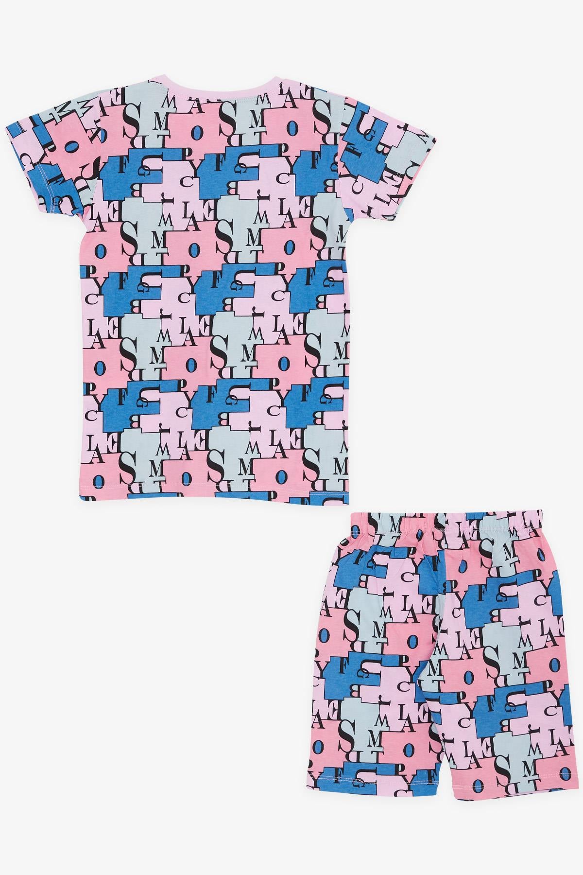 Breeze Kız Çocuk Şortlu Pijama Takımı Harf Desenli Karışık Renk (4-8 Yaş)