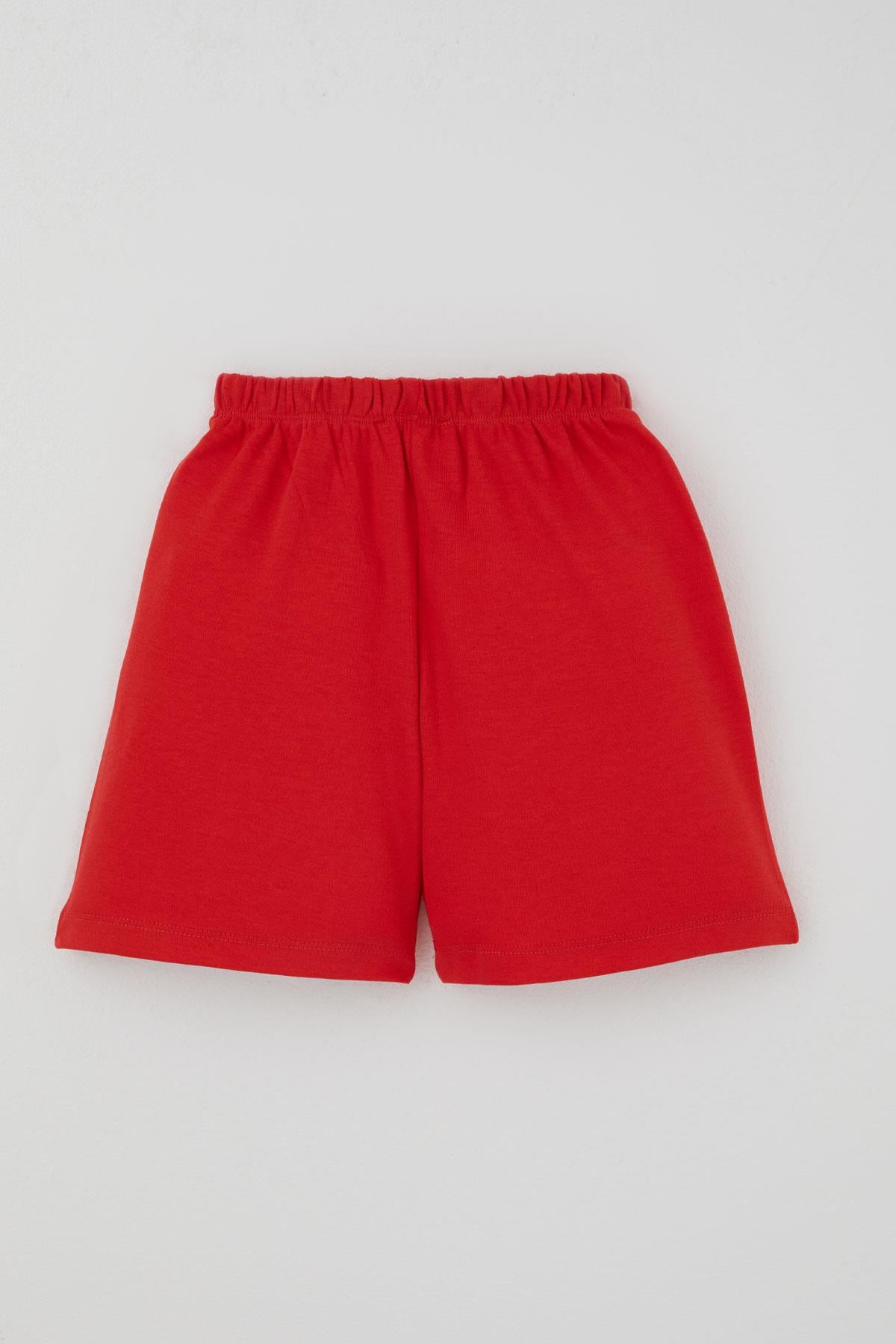 Breeze Kız Çocuk Şortlu Pijama Takımı Çilek Desenli Krem (4-8 Yaş)