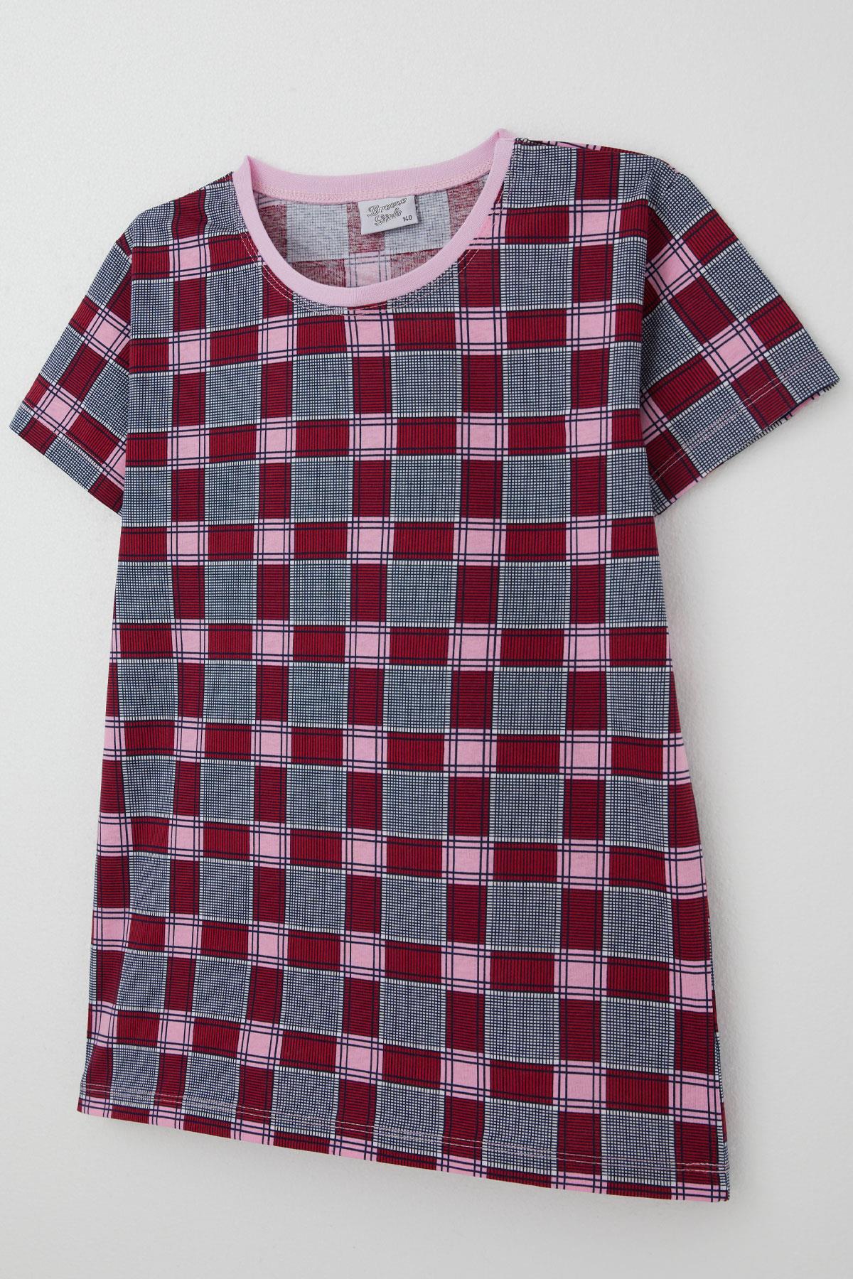 Breeze Kız Çocuk Şortlu Pijama Takımı Ekose Desenli Karışık Renk (10-14 Yaş)