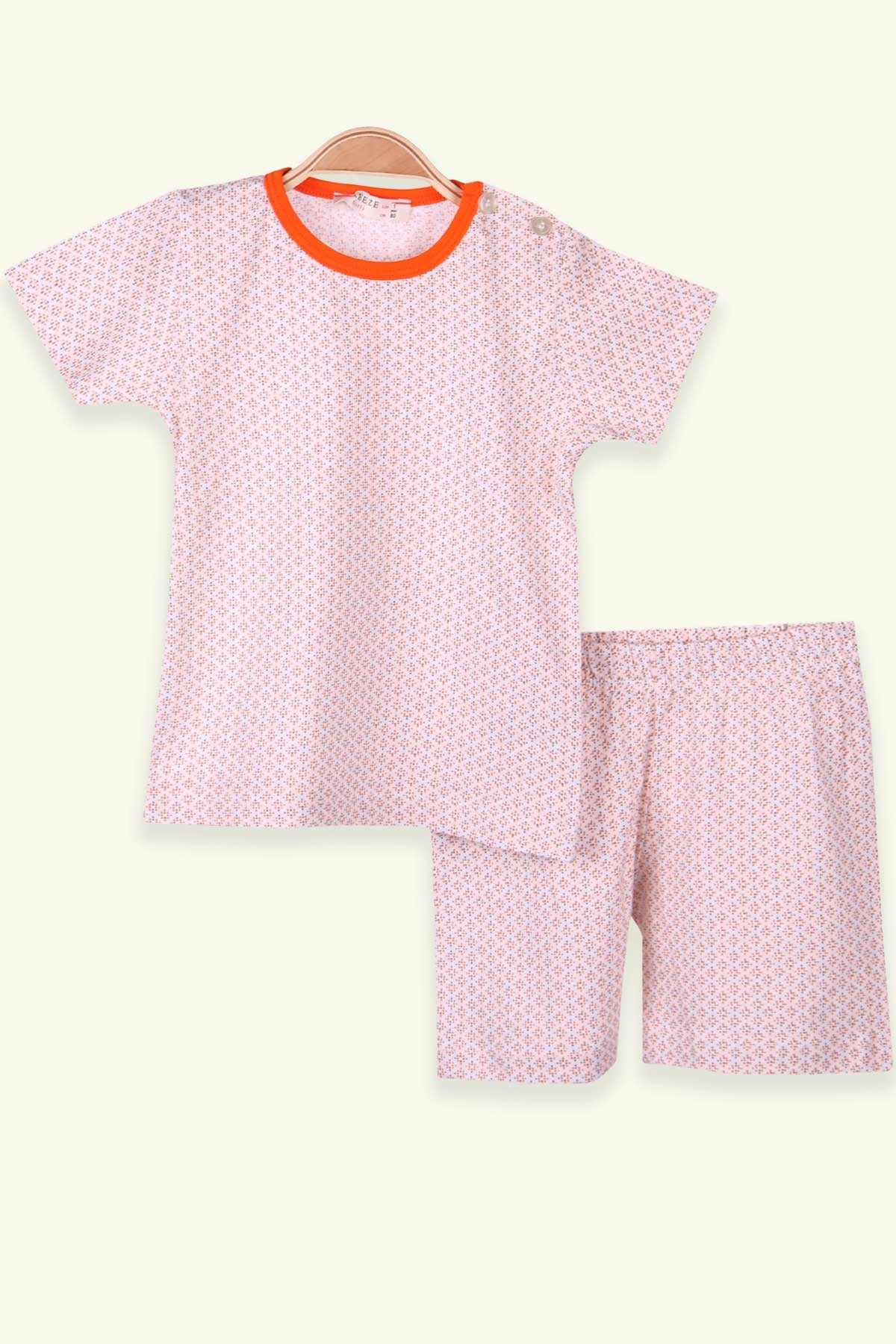 Breeze Kız Çocuk Şortlu Pijama Takımı Desenli Turuncu (9 Ay-8 Yaş)