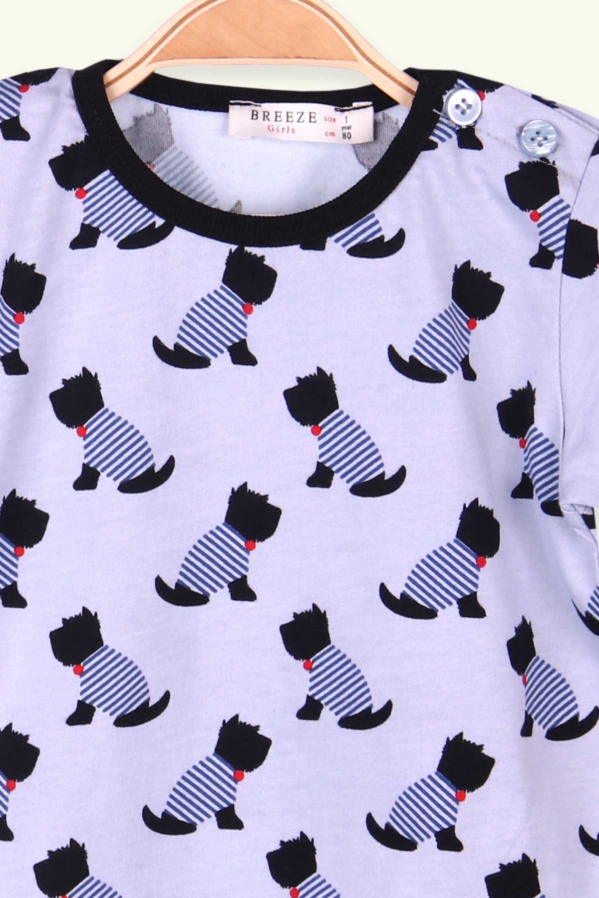 Breeze Kız Çocuk Şortlu Pijama Takımı Kedili Açık Mavi (9 Ay-8 Yaş)