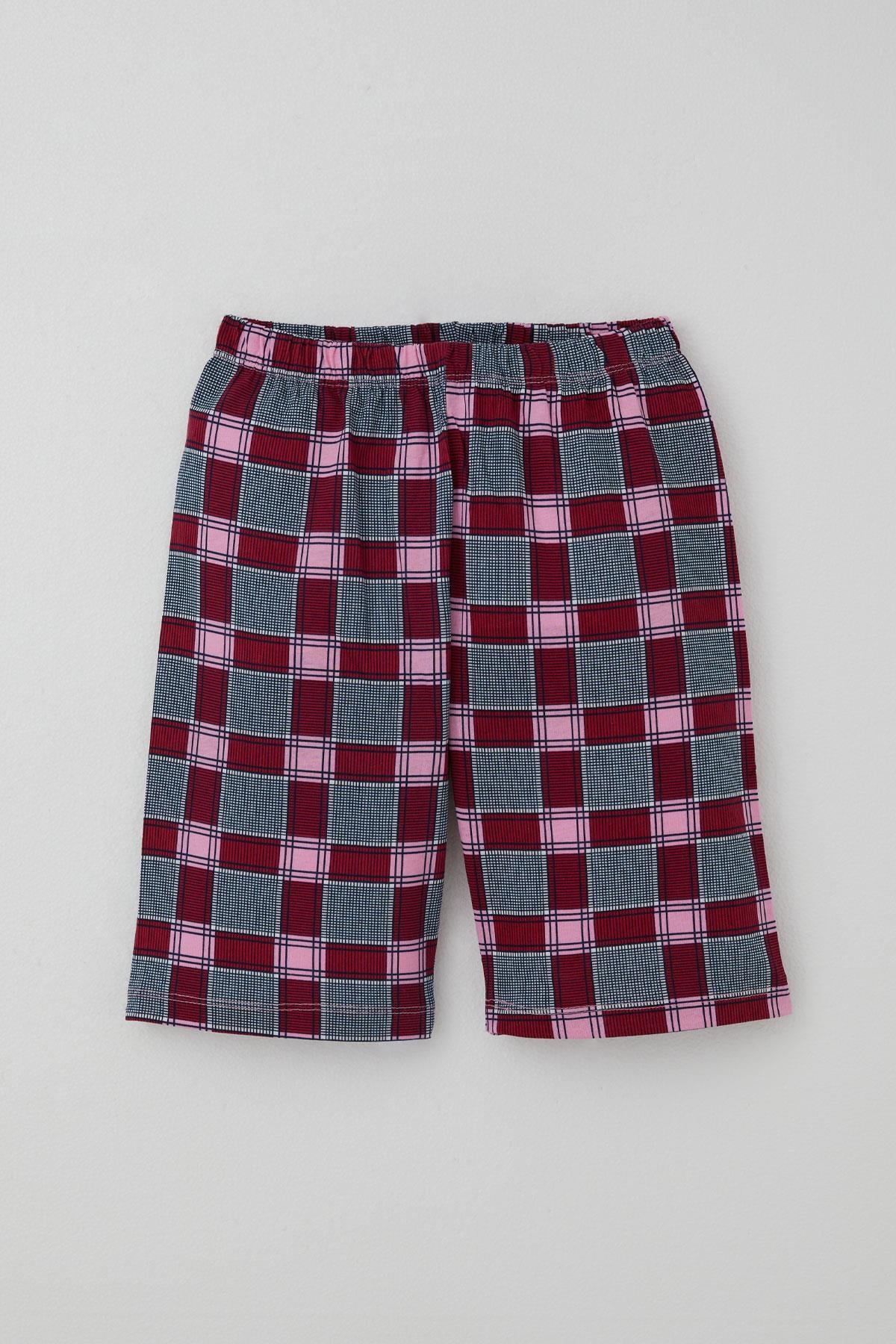 Breeze Kız Çocuk Şortlu Pijama Takımı Ekose Desenli Karışık Renk (10-14 Yaş)