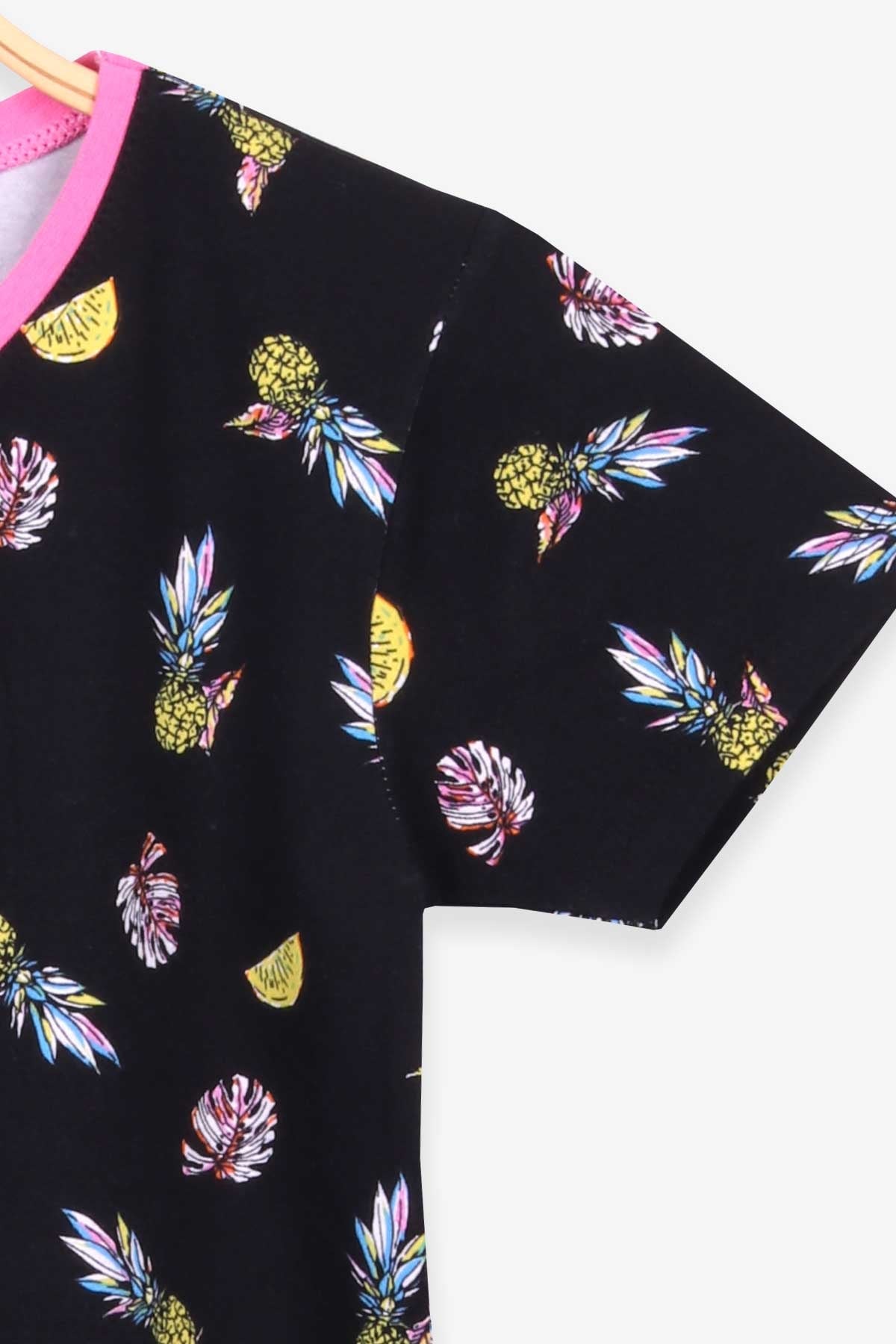 Breeze Kız Çocuk Şortlu Pijama Takımı Tropik Meyve Temalı Siyah (9-12 Yaş)