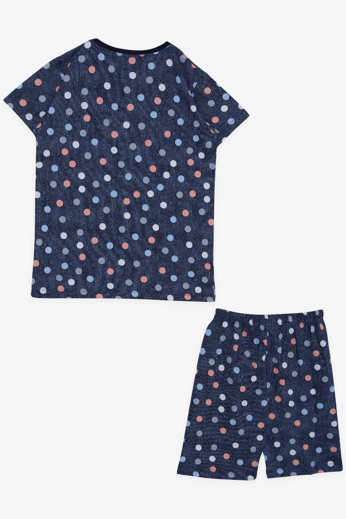 Breeze Kız Çocuk Şortlu Pijama Takımı Renkli Puantiye Desenli Lacivert (10-14 Yaş)