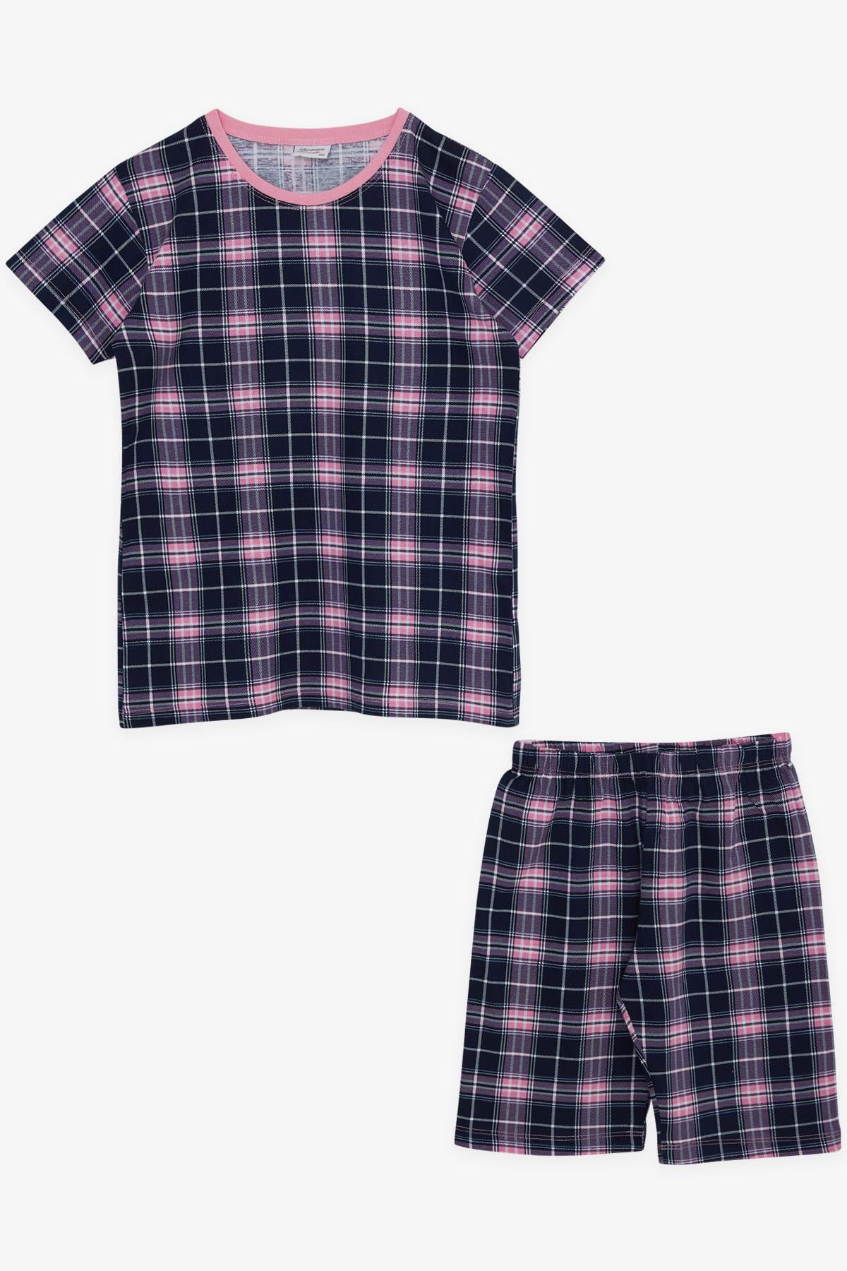 Breeze Kız Çocuk Şortlu Pijama Takımı Ekose Desenli Karışık Renk (10-14 Yaş)