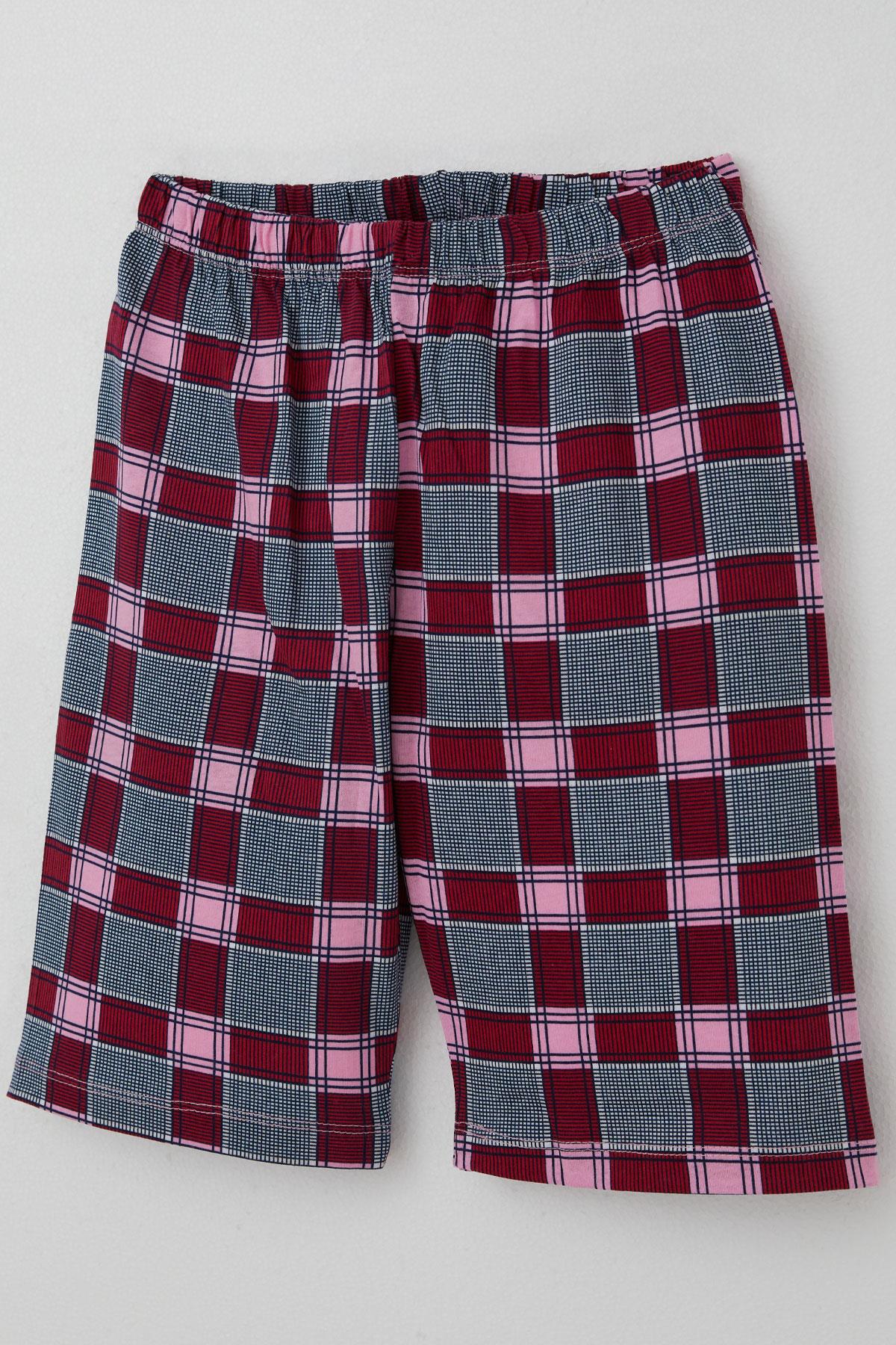 Breeze Kız Çocuk Şortlu Pijama Takımı Ekose Desenli Karışık Renk (10-14 Yaş)