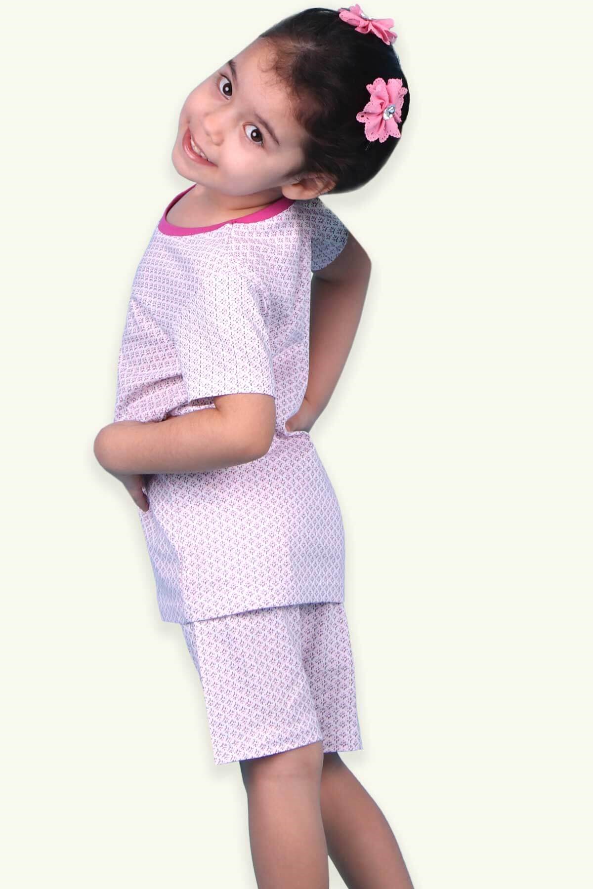 Breeze Kız Çocuk Şortlu Pijama Takımı Desenli Lila (9 Ay-8 Yaş)