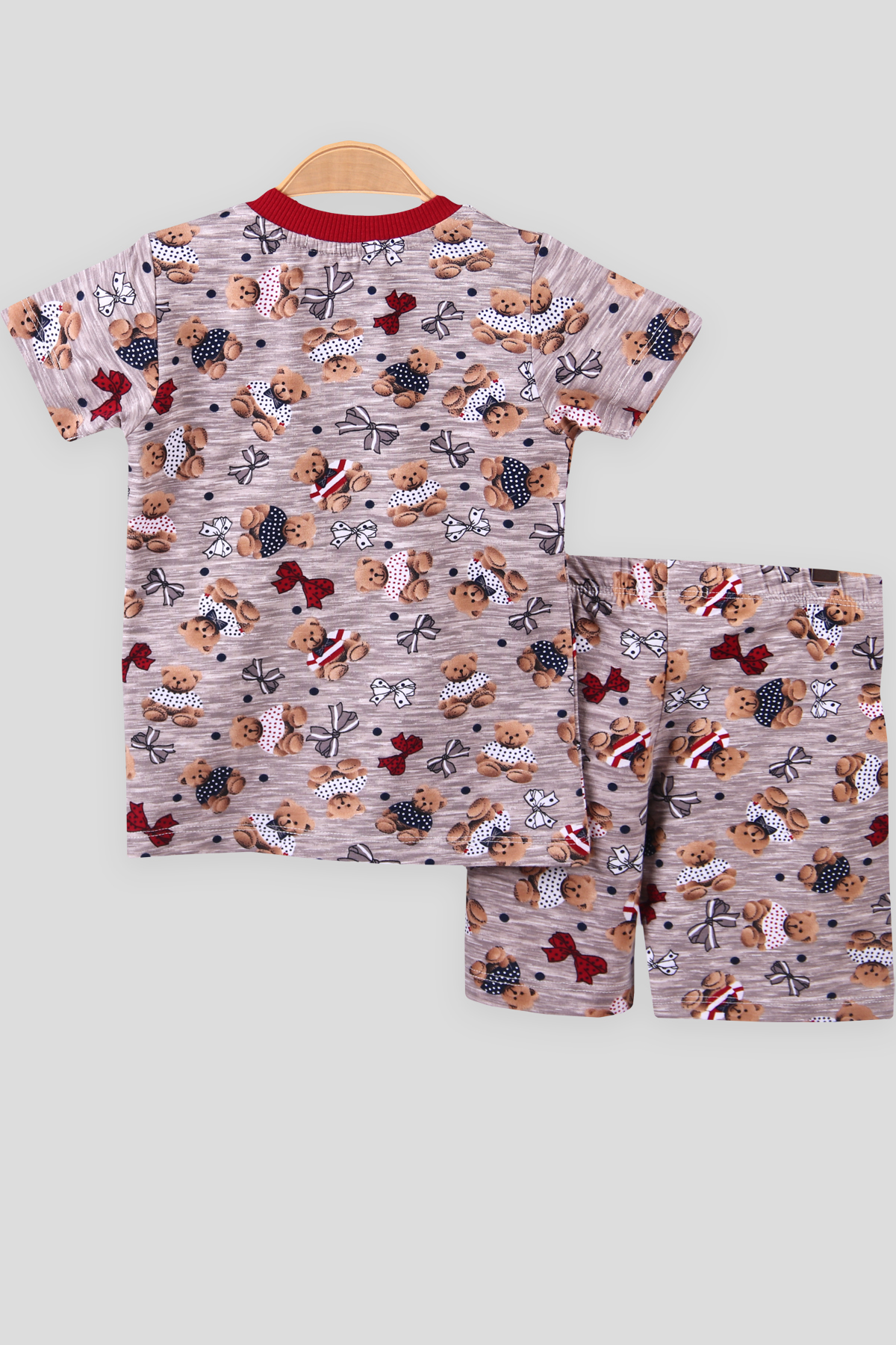 Breeze Kız Çocuk Şortlu Pijama Takımı Ayıcıklı Kahverengi (2-6 Yaş)