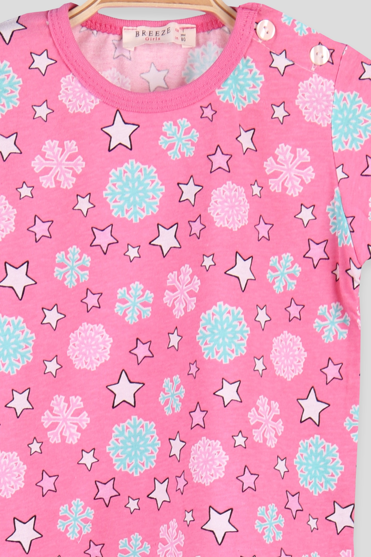 Breeze Kız Çocuk Şortlu Pijama Takımı Desenli Pembe (1-4 Yaş)