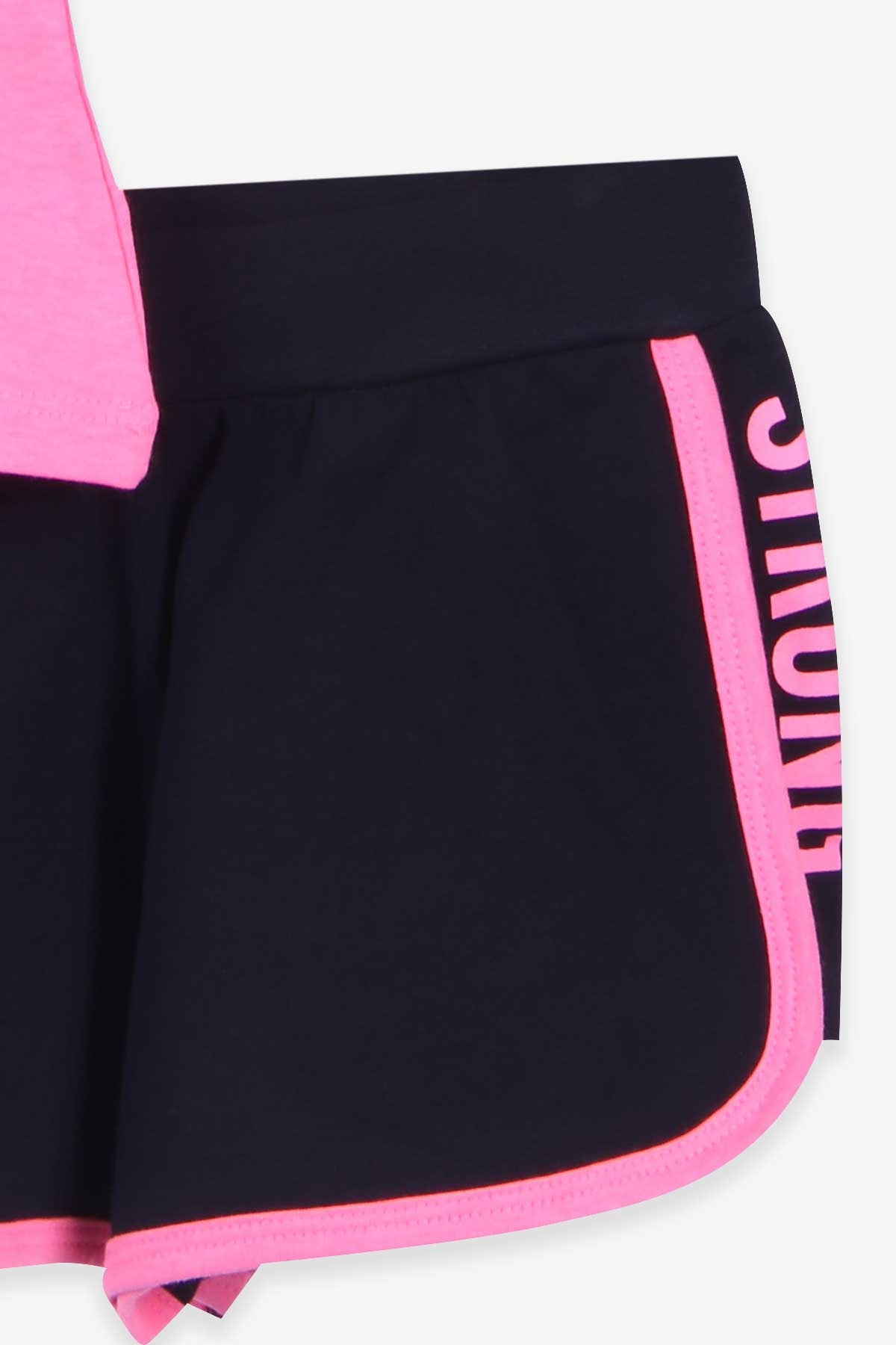 Breeze Kız Çocuk Şortlu Takım Baskılı Neon Pembe (6-12 Yaş)
