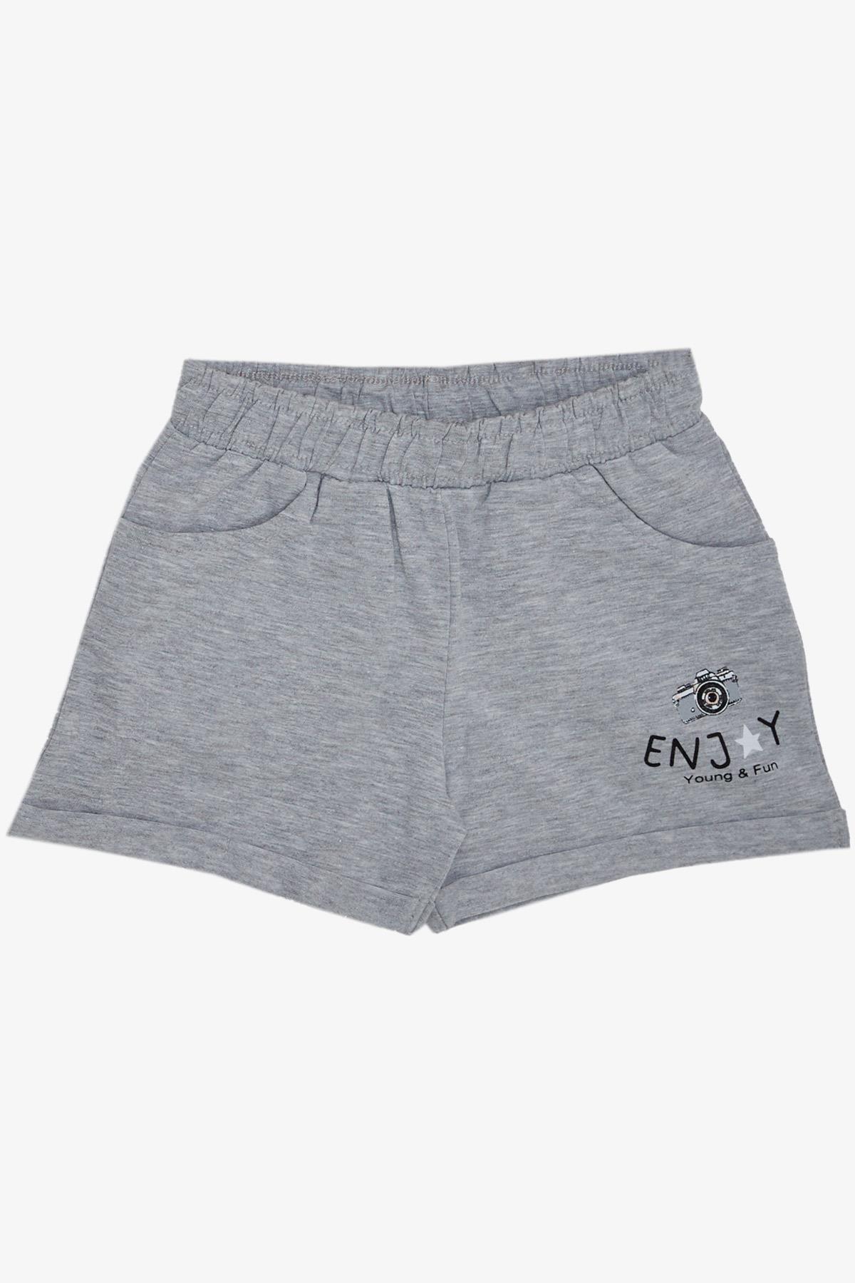 Breeze Kız Çocuk Şortlu Takım Eğlence Zamanı Somon (3-8 Yaş)