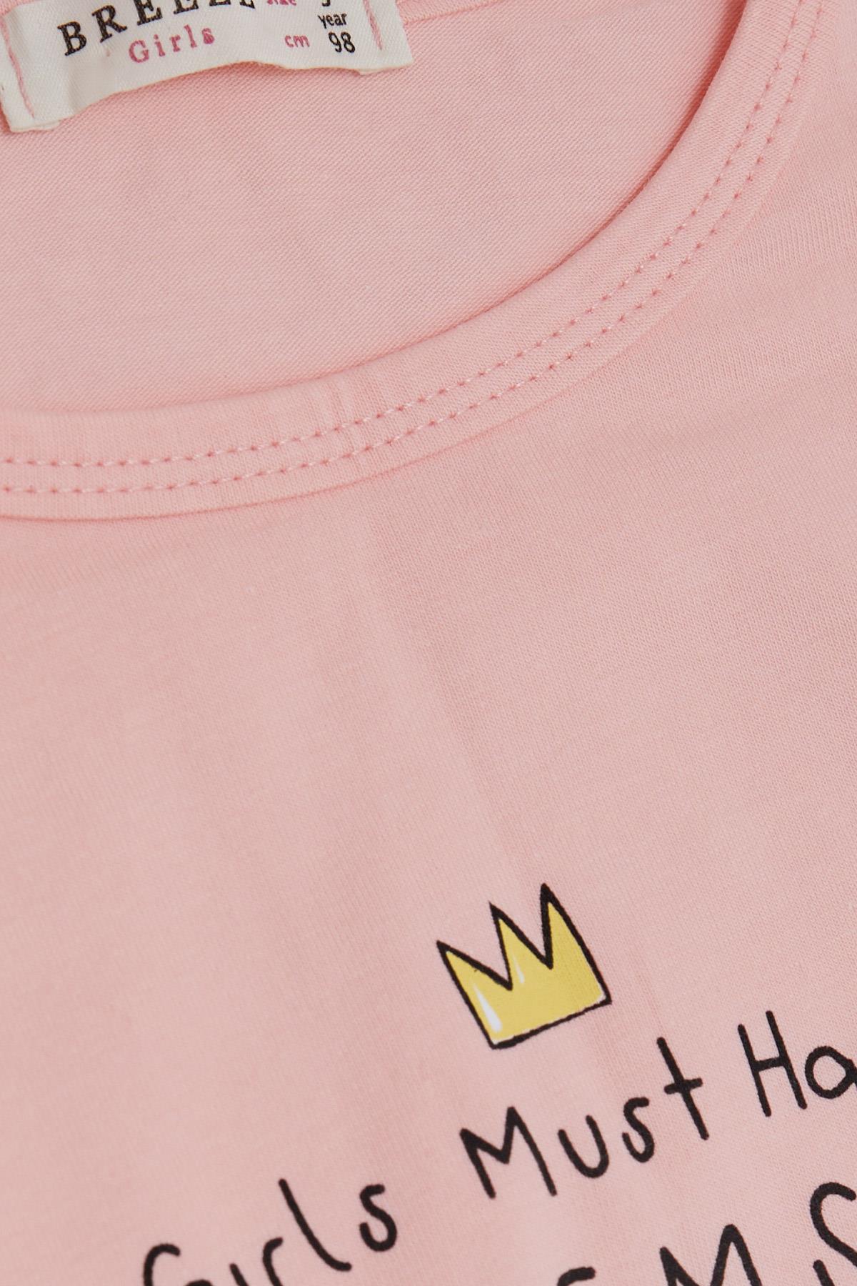 Breeze Kız Çocuk Şortlu Takım Eğlence Zamanı Somon (3-8 Yaş)