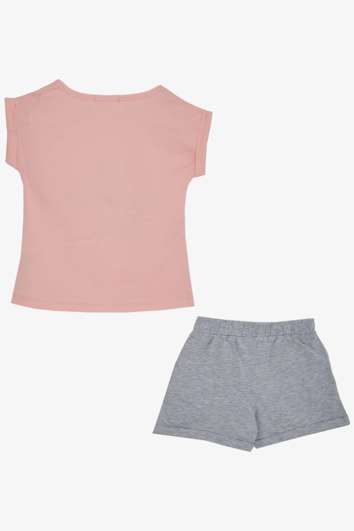 Breeze Kız Çocuk Şortlu Takım Eğlence Zamanı Somon (3-8 Yaş)