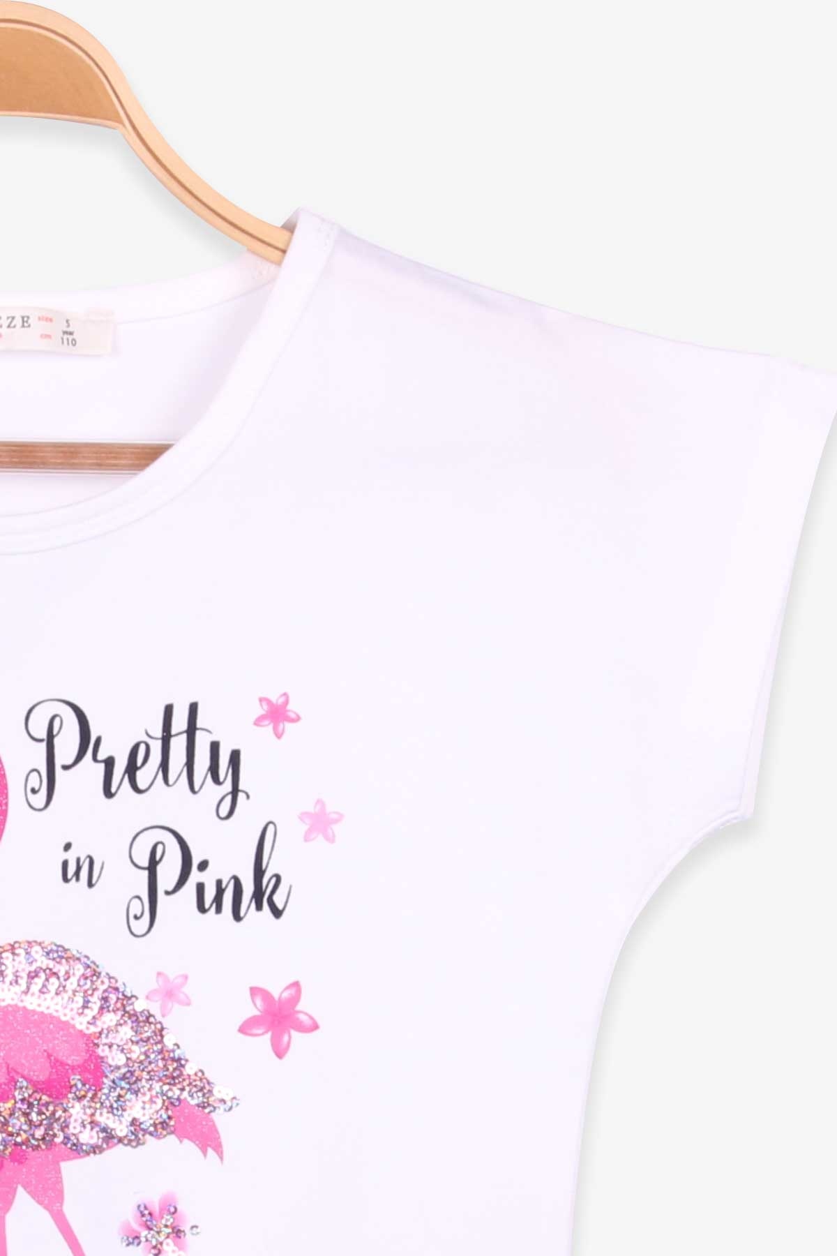 Breeze Kız Çocuk Şortlu Takım Flamingo Baskılı Ekru (5-10 Yaş)