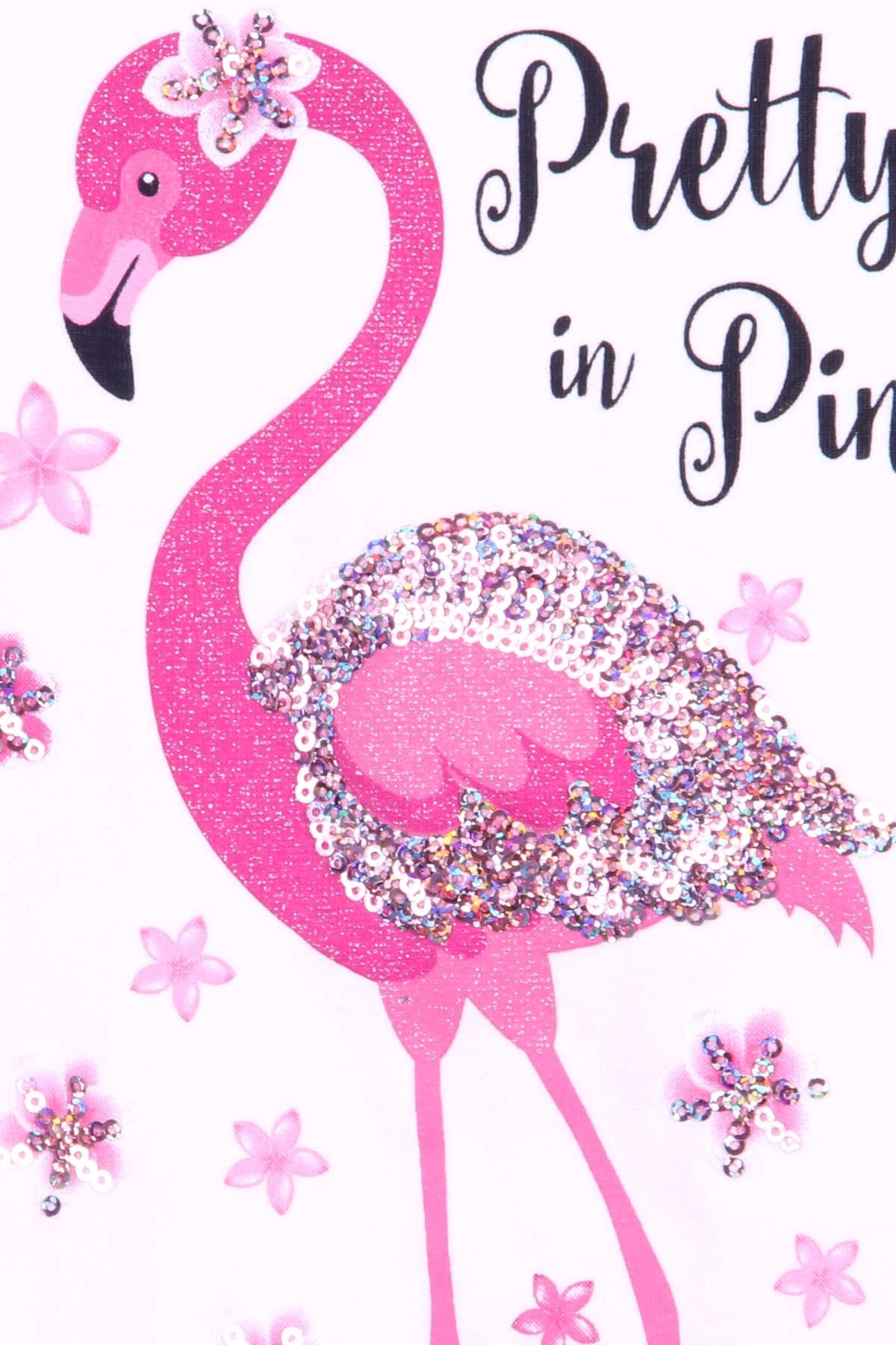 Breeze Kız Çocuk Şortlu Takım Flamingo Baskılı Ekru (5-10 Yaş)