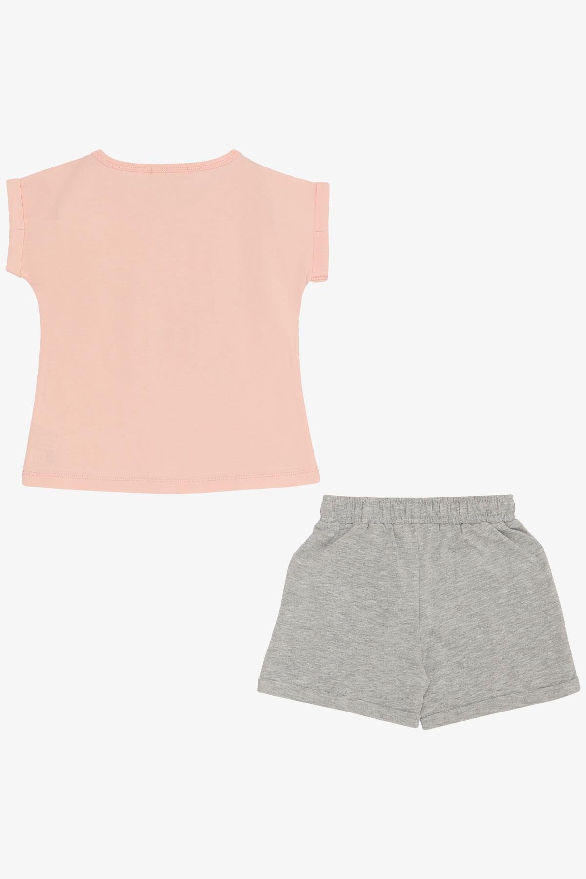 Breeze Kız Çocuk Şortlu Takım Kelebek Baskılı Somon (3-8 Yaş)