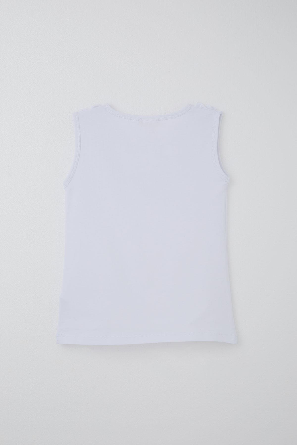 Breeze Kız Çocuk Şortlu Takım Puantiyeli Fiyonklu Fırfırlı Beyaz (4-8 Yaş)