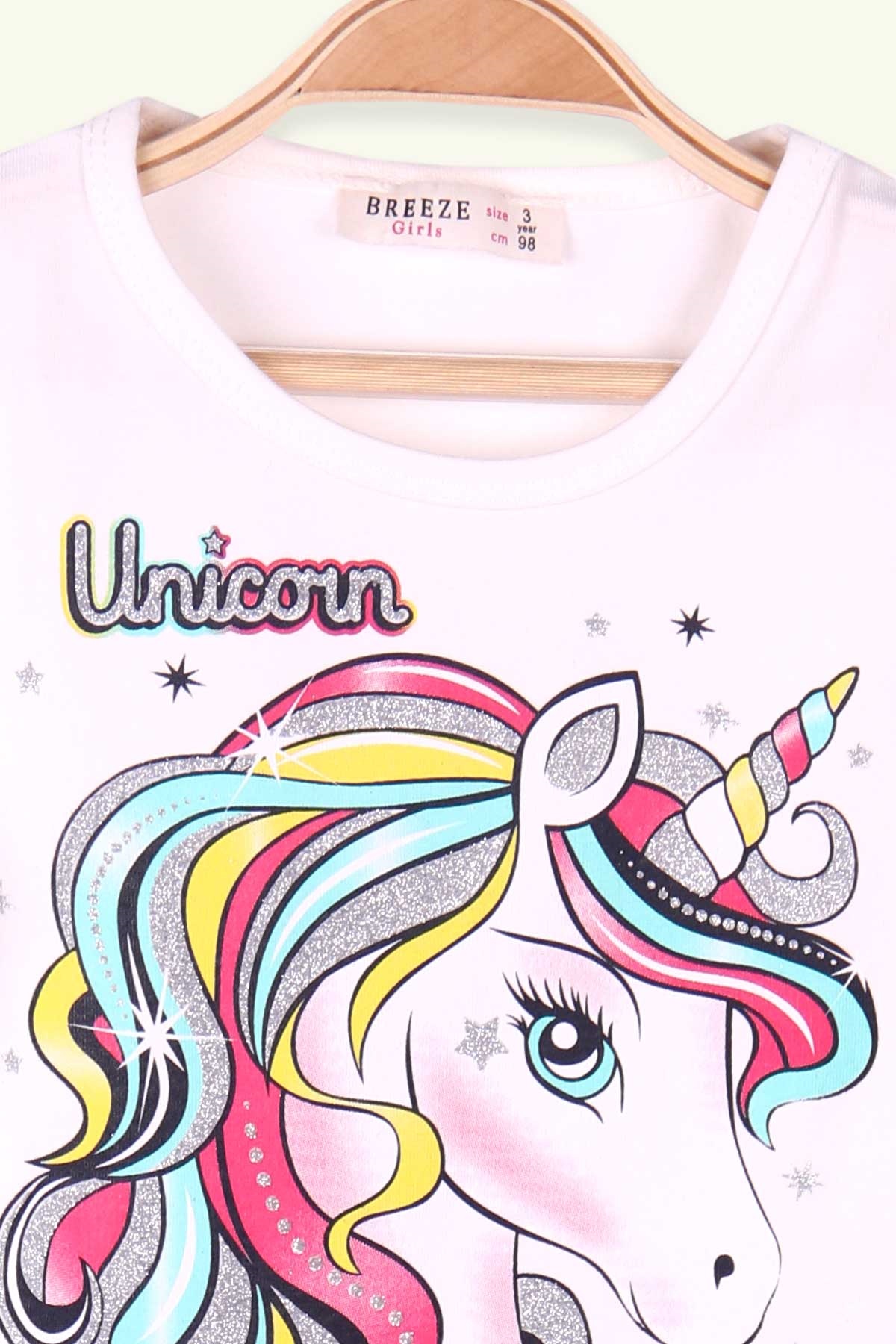 Breeze Kız Çocuk Şortlu Takım Unicorn Ekru (3-8 Yaş)