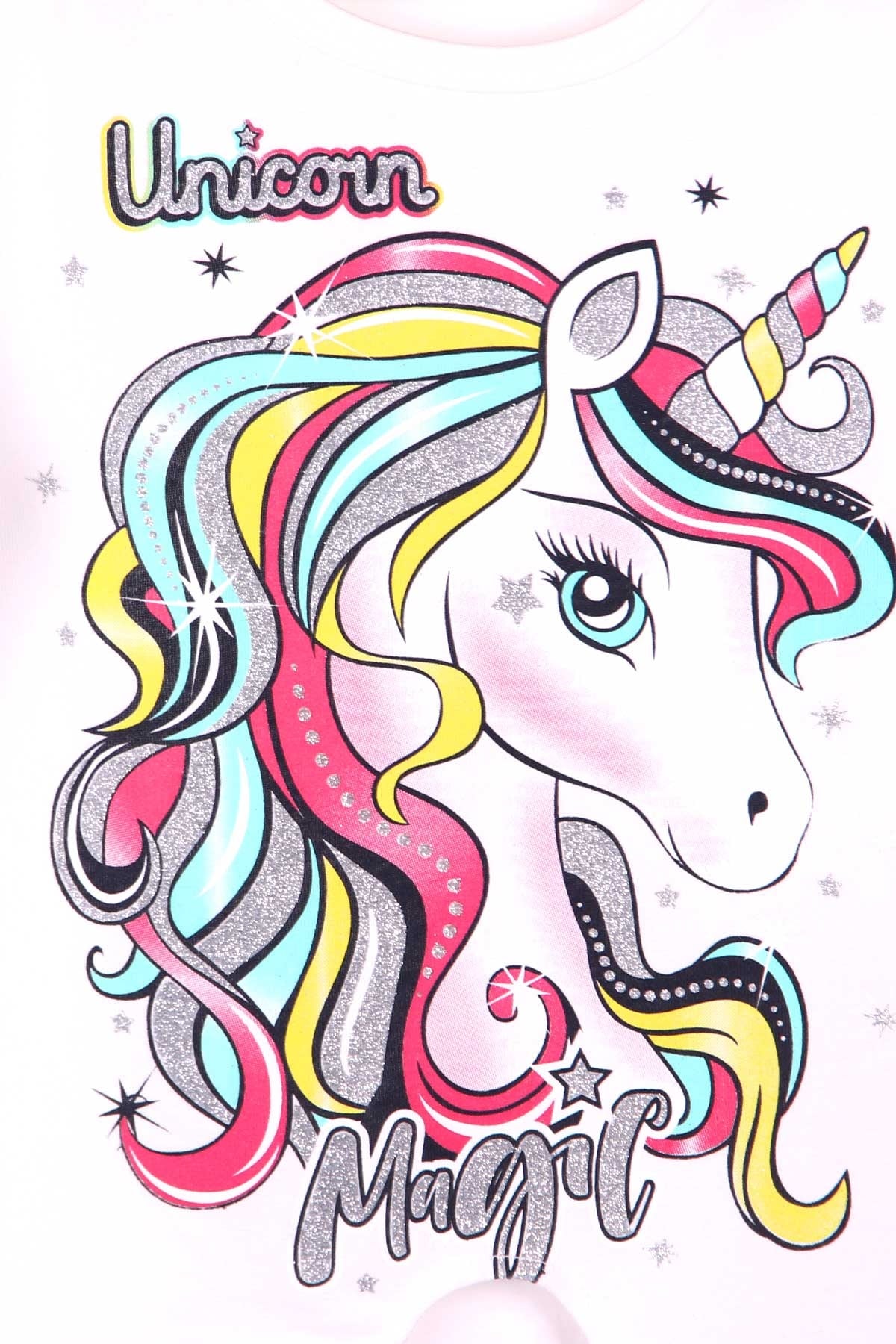 Breeze Kız Çocuk Şortlu Takım Unicorn Ekru (3-8 Yaş)