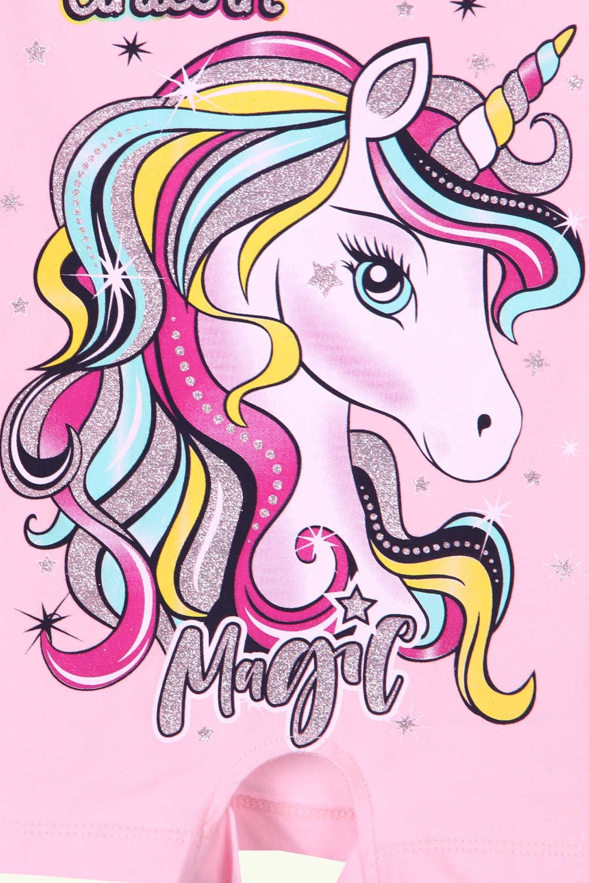 Breeze Kız Çocuk Şortlu Takım Unicorn Pudra (3 Yaş-8 Yaş)