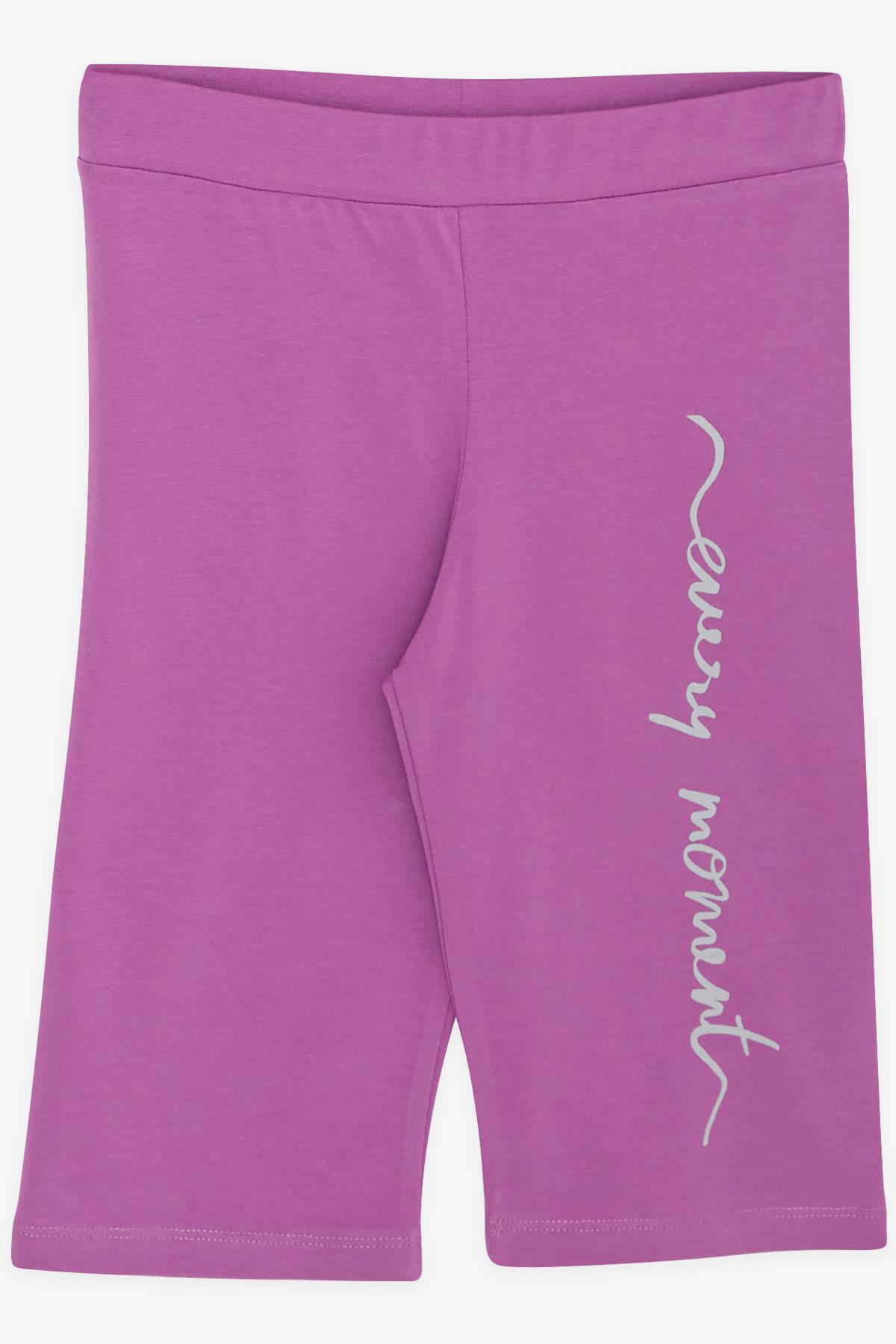 Breeze Kız Çocuk Şortlu Takım Yazı Baskılı Açık Gri Melanj (9-14 Yaş)