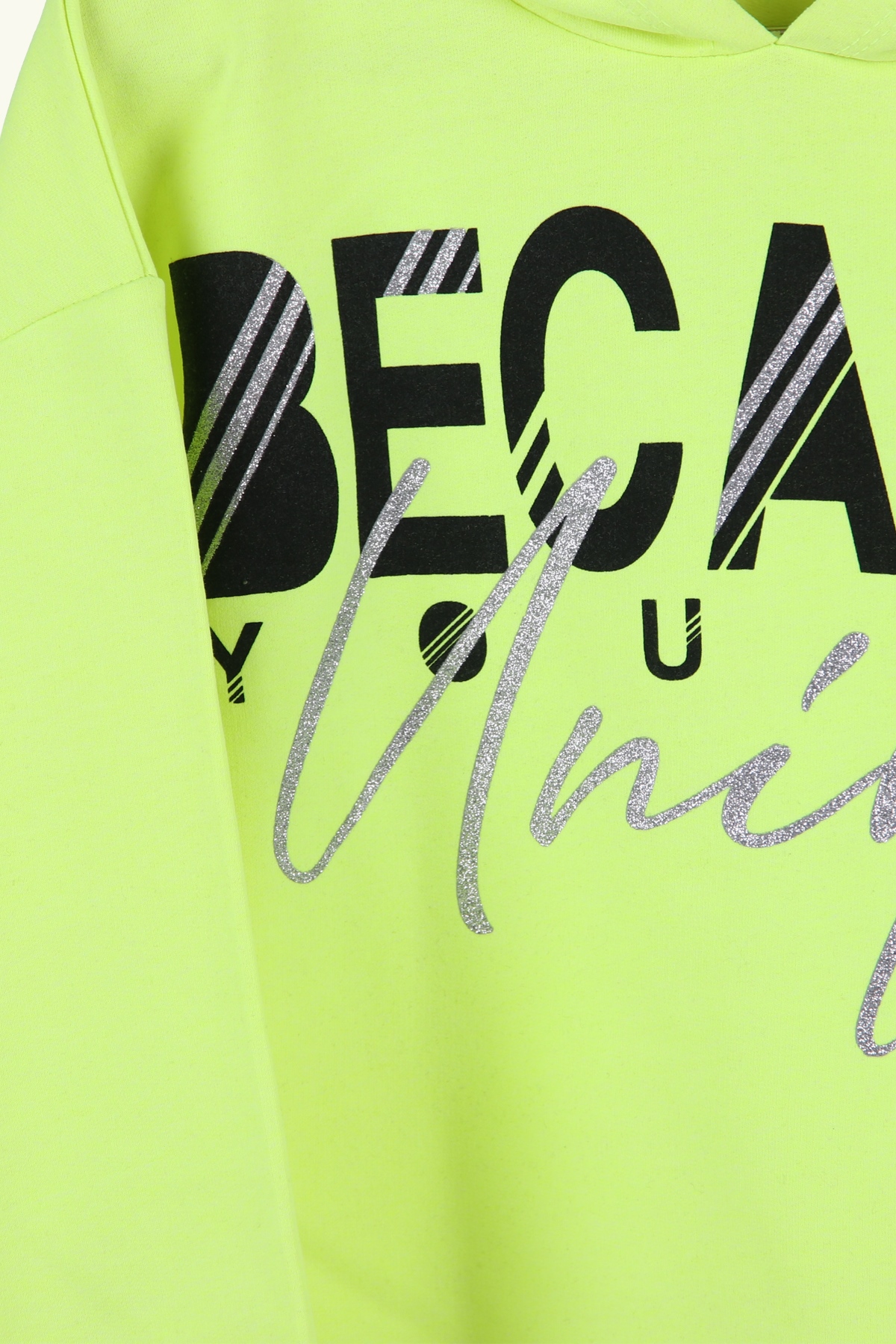 Breeze Kız Çocuk Sweat Göbek Üstü Kapüşonlu Neon Yeşil (8-14 Yaş)
