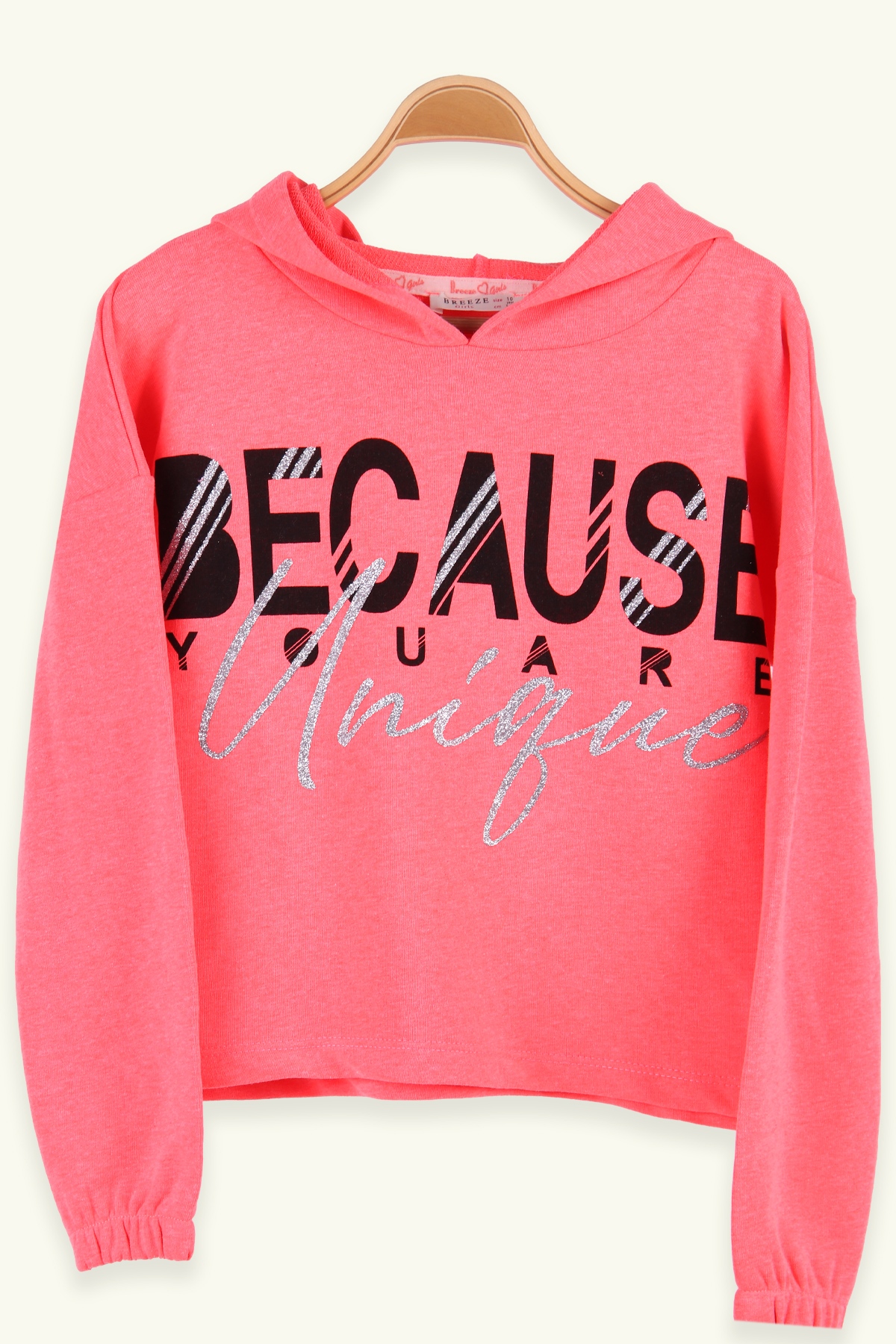 Breeze Kız Çocuk Sweat Göbek Üstü Kapüşonlu Mercan (8-14 Yaş)
