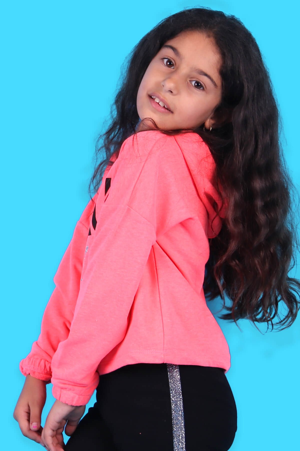 Breeze Kız Çocuk Sweat Göbek Üstü Kapüşonlu Mercan (8-14 Yaş)