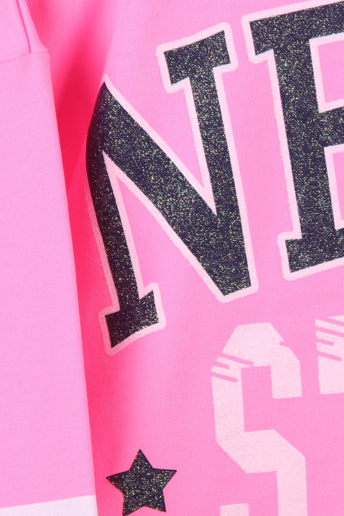 Breeze Kız Çocuk Sweat Göbek Üstü Simli Baskılı Neon Pembe (10-14 Yaş)