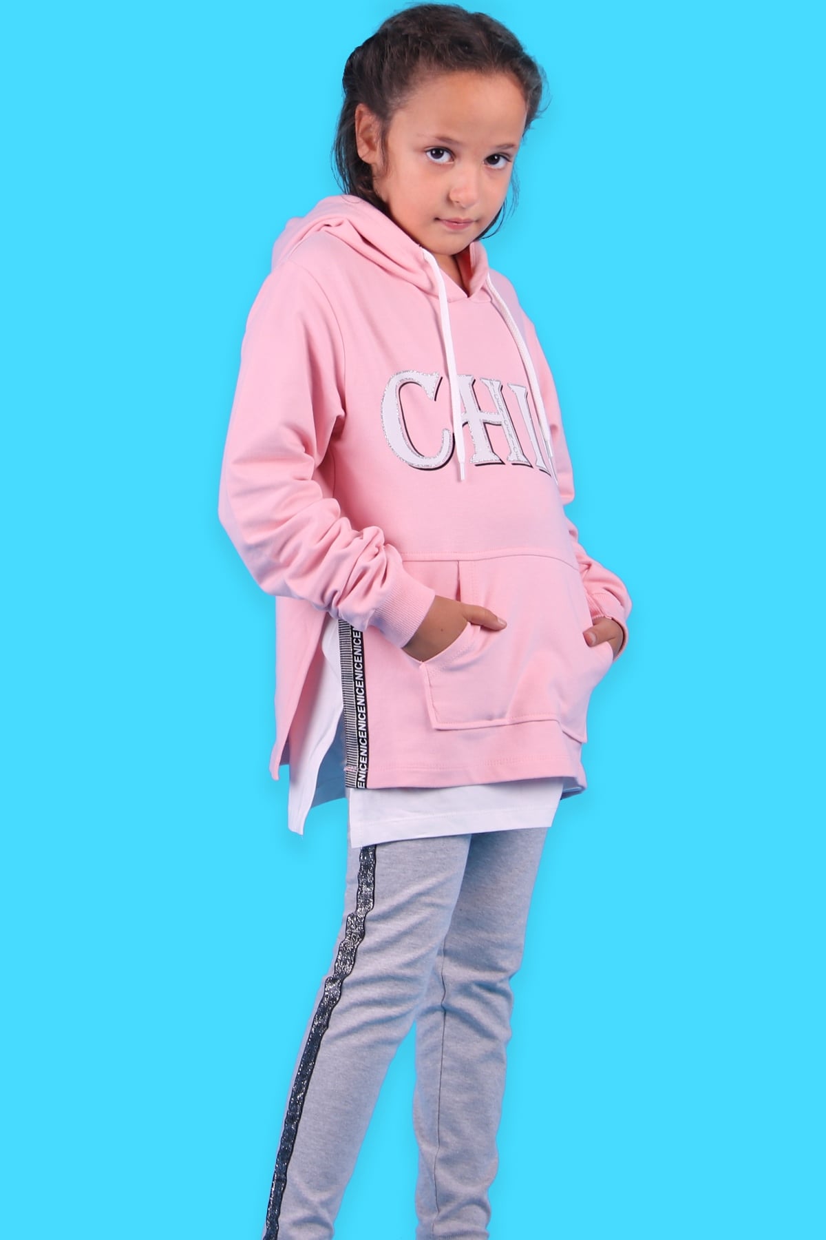 Breeze Kız Çocuk Sweatshirt Altı Tişörtlü Pudra (8-14 Yaş)