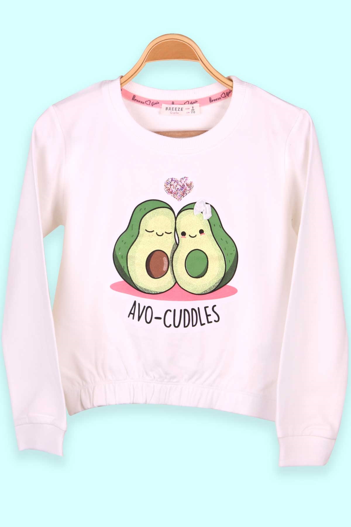 Breeze Kız Çocuk Sweatshirt Avokado Baskılı Ekru (5-10 Yaş)