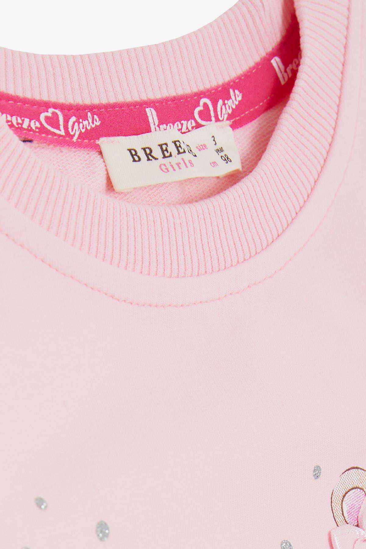 Breeze Kız Çocuk Sweatshirt Ayıcık Baskılı Pembe (1-4 Yaş)