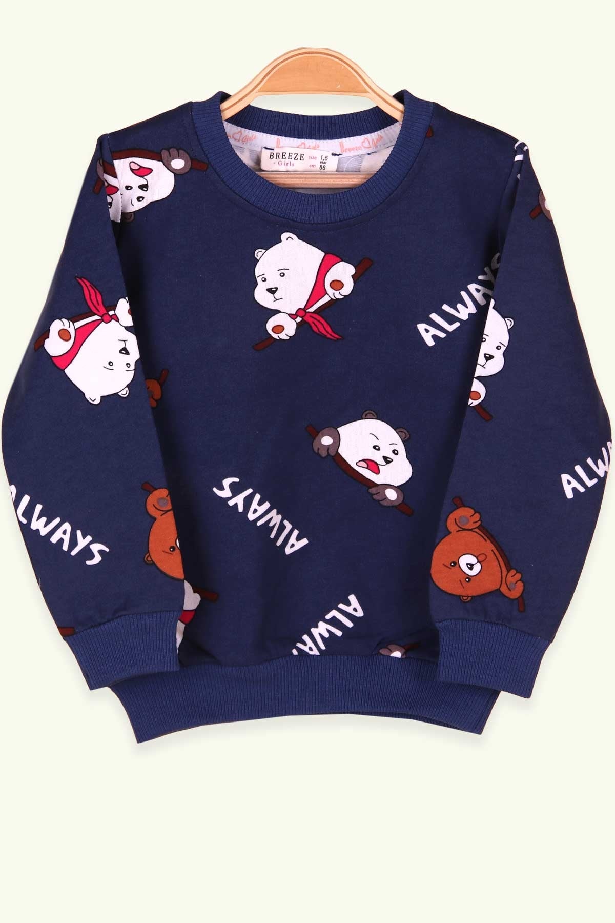 Breeze Kız Çocuk Sweatshirt Ayıcıklı Lacivert (1.5-5 Yaş)