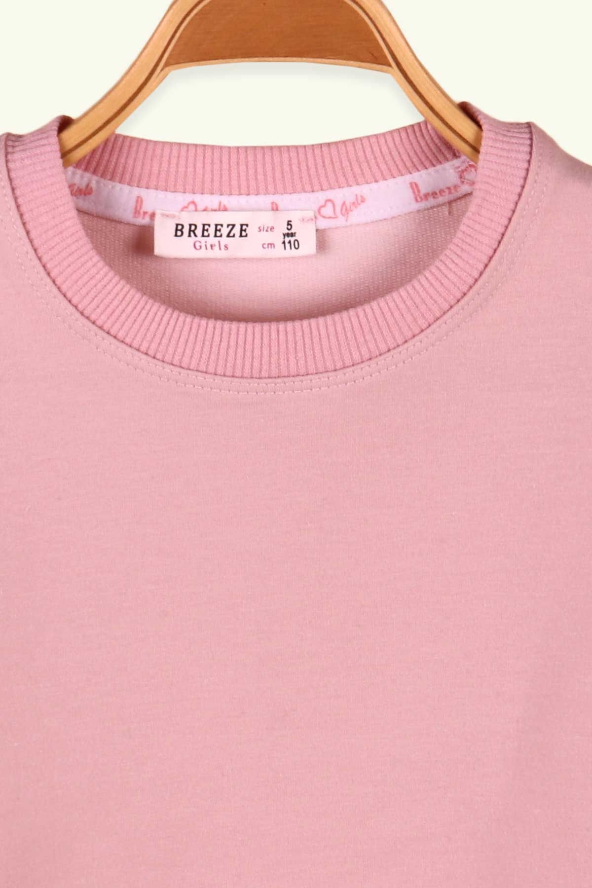 Breeze Kız Çocuk Sweatshirt Basic Pudra (5-9 Yaş)