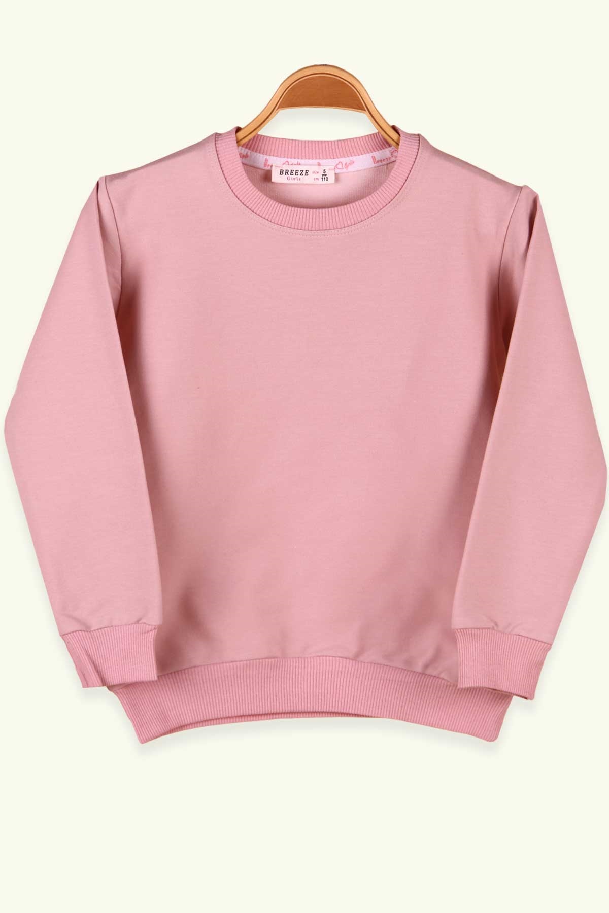Breeze Kız Çocuk Sweatshirt Basic Pudra (5-9 Yaş)