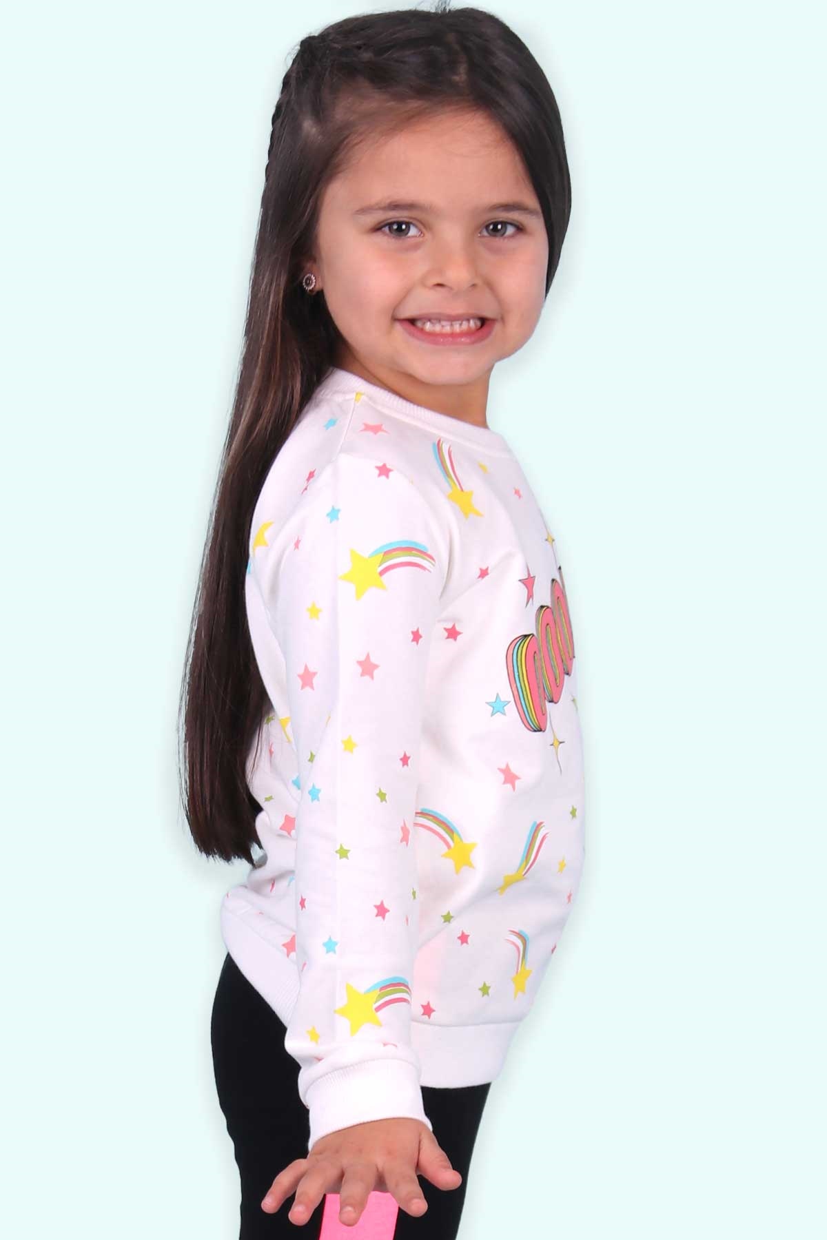 Breeze Kız Çocuk Sweatshirt Baskılı Ekru (3-8 Yaş)